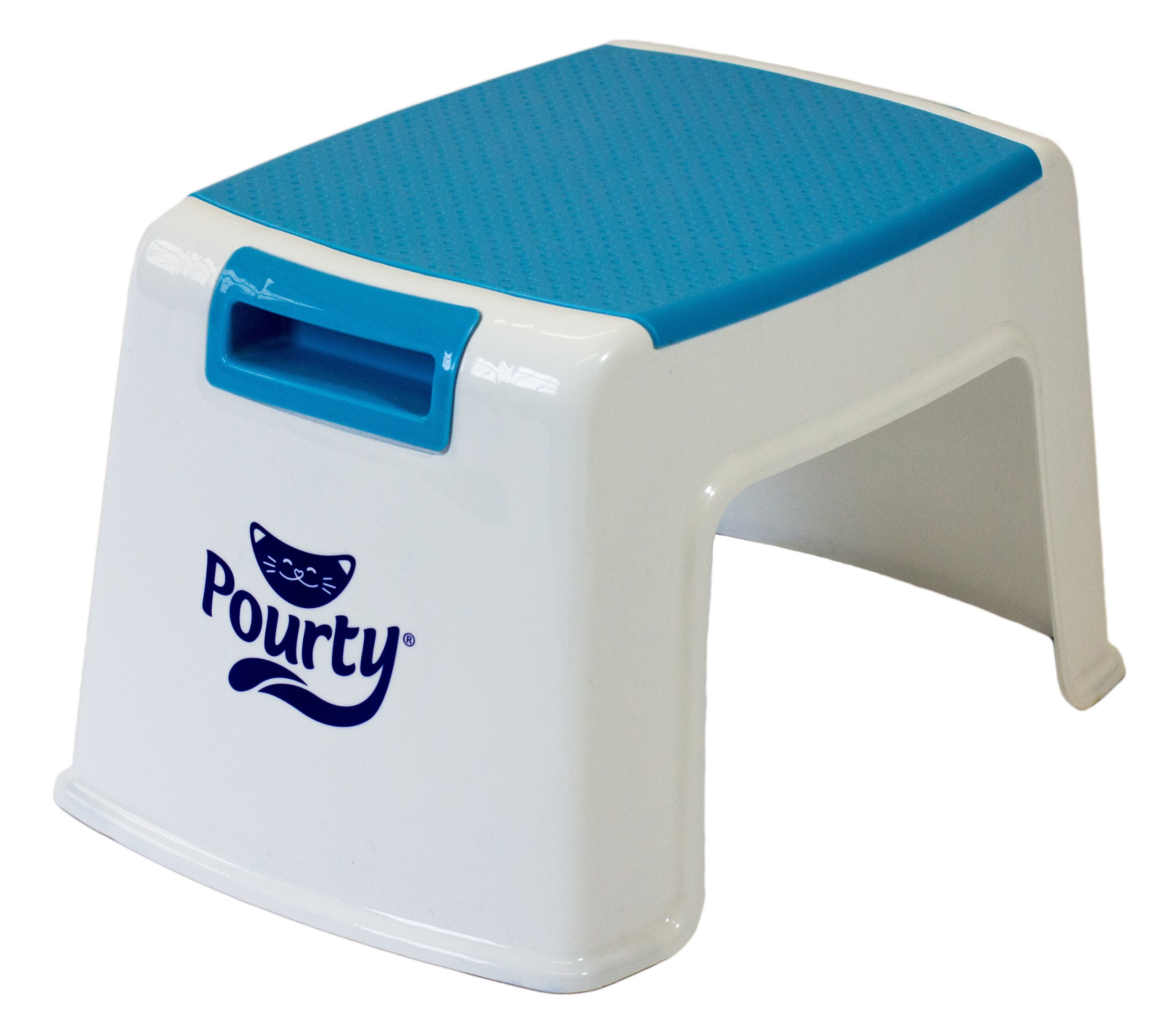 Toddler Essentials Up Step Stool (White/Blue) - Sturdy and Non-Slip Step Stool for Easy Access and Safety (Previously Known as Pourty)