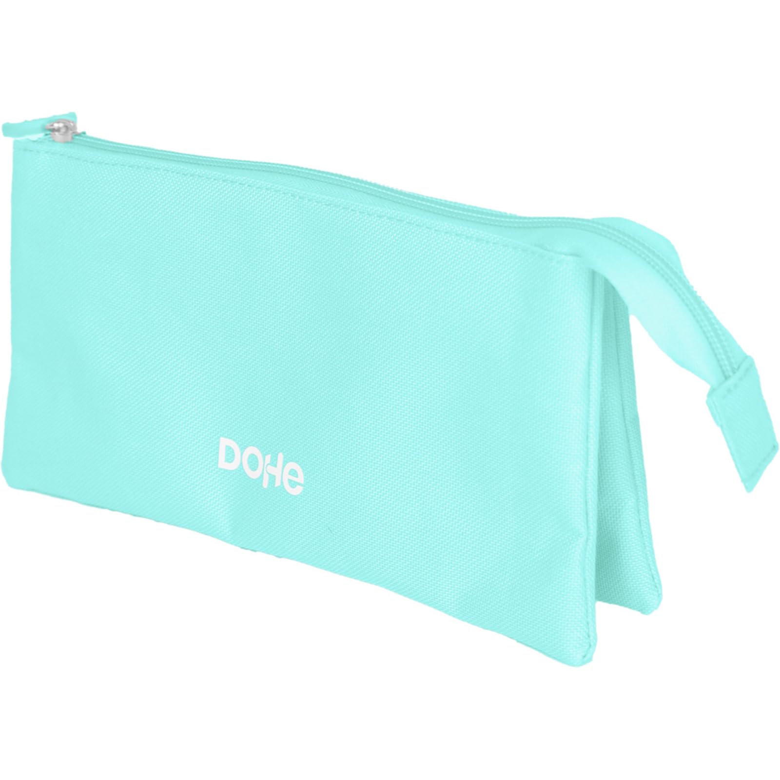 DOHE - Triple Pencil Case - 3 Compartments, Multipurpose Pencil Case, Dimensions 23x12x2.5 cm, Zipper Closure, Made of Durable Polyester - Serenity Green
