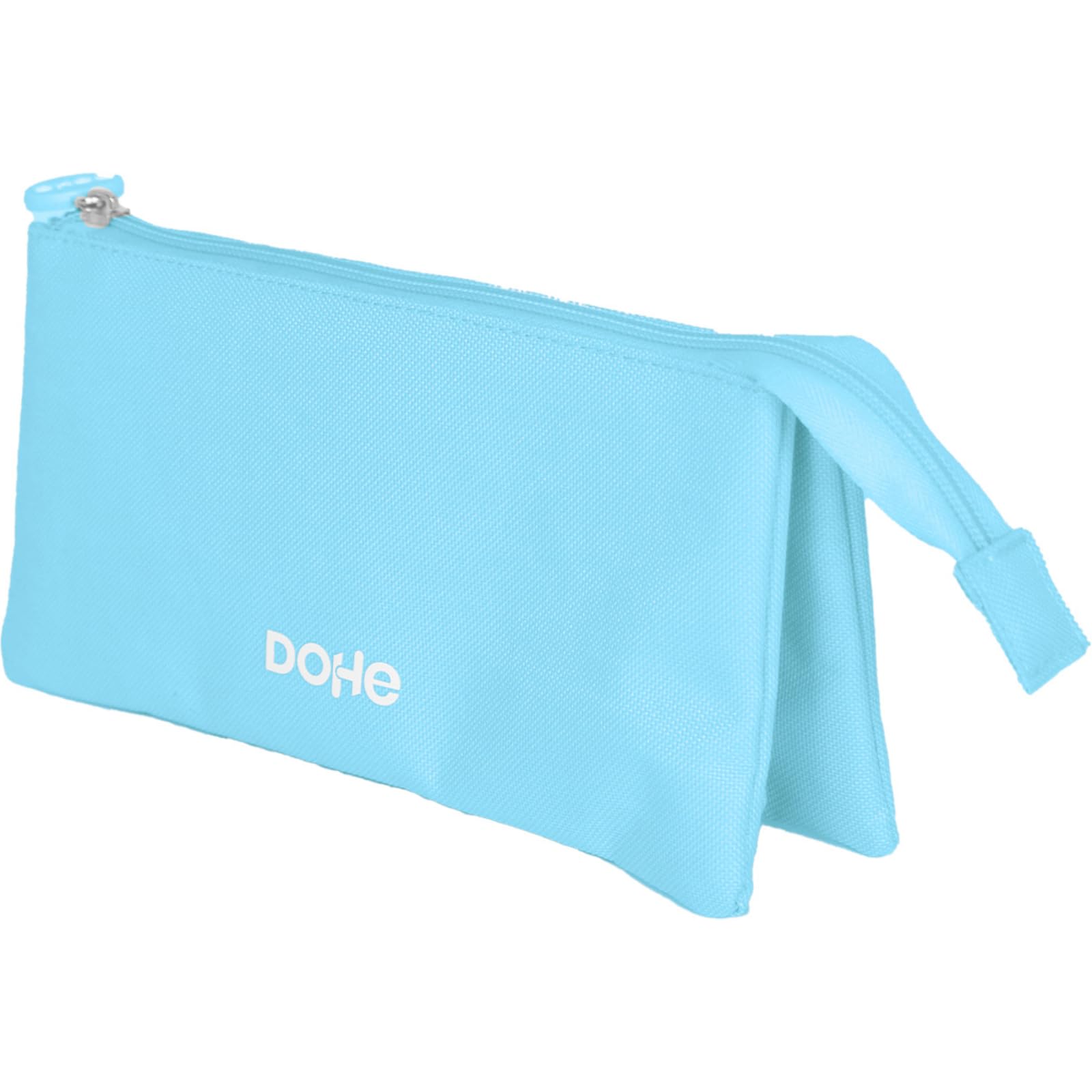 DOHE - Triple Pencil Case - 3 Compartments, Multipurpose Pencil Case, Dimensions 23x12x2.5 cm, Zipper Closure, Made of Durable Polyester Made of Durable Polyester - Serenity Blue