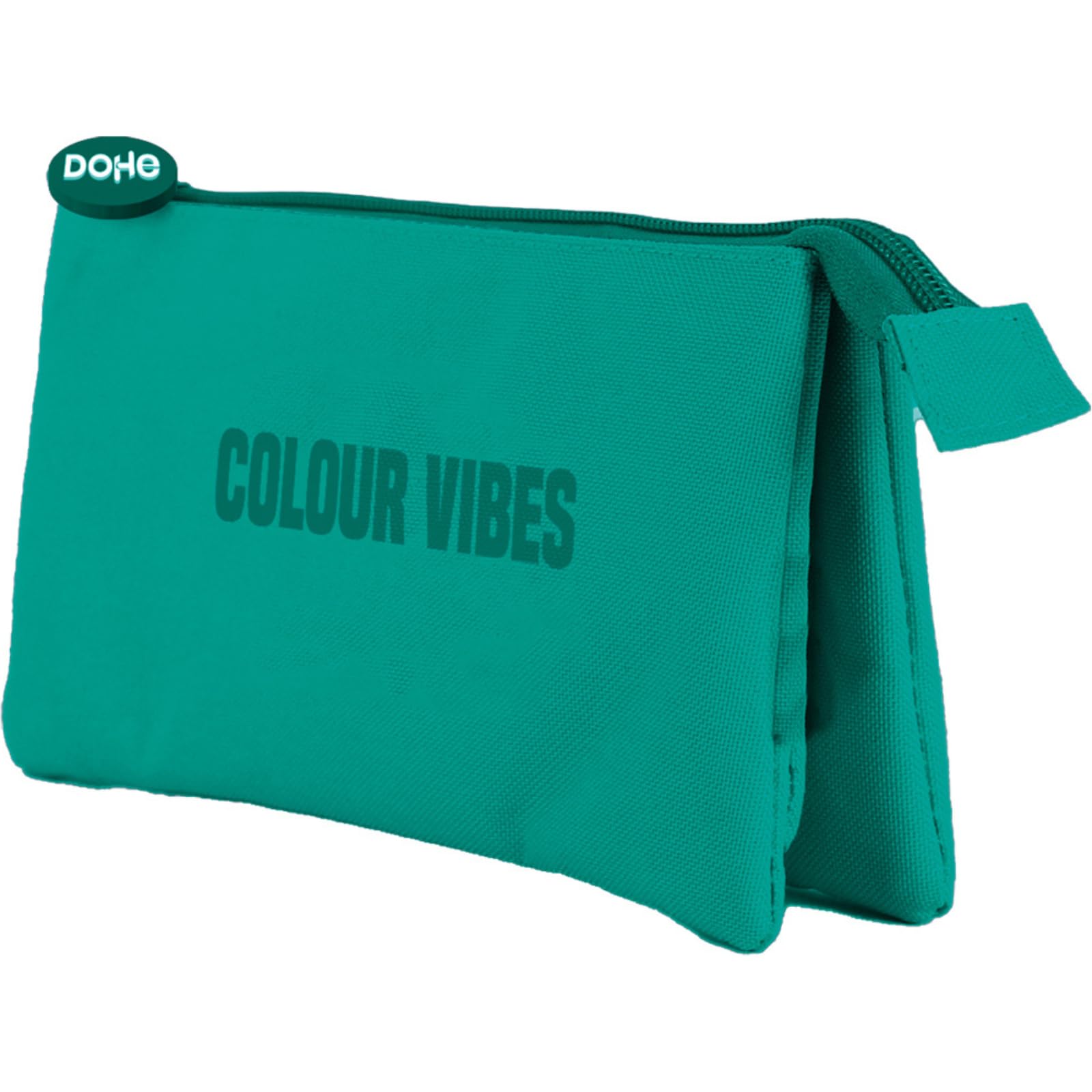 DOHE - Triple Pencil Case - 3 Compartments, Multipurpose Pencil Case, 23x12x2.5 cm, Zipper Closure, Made of Durable Polyester - Colour Vibes Green