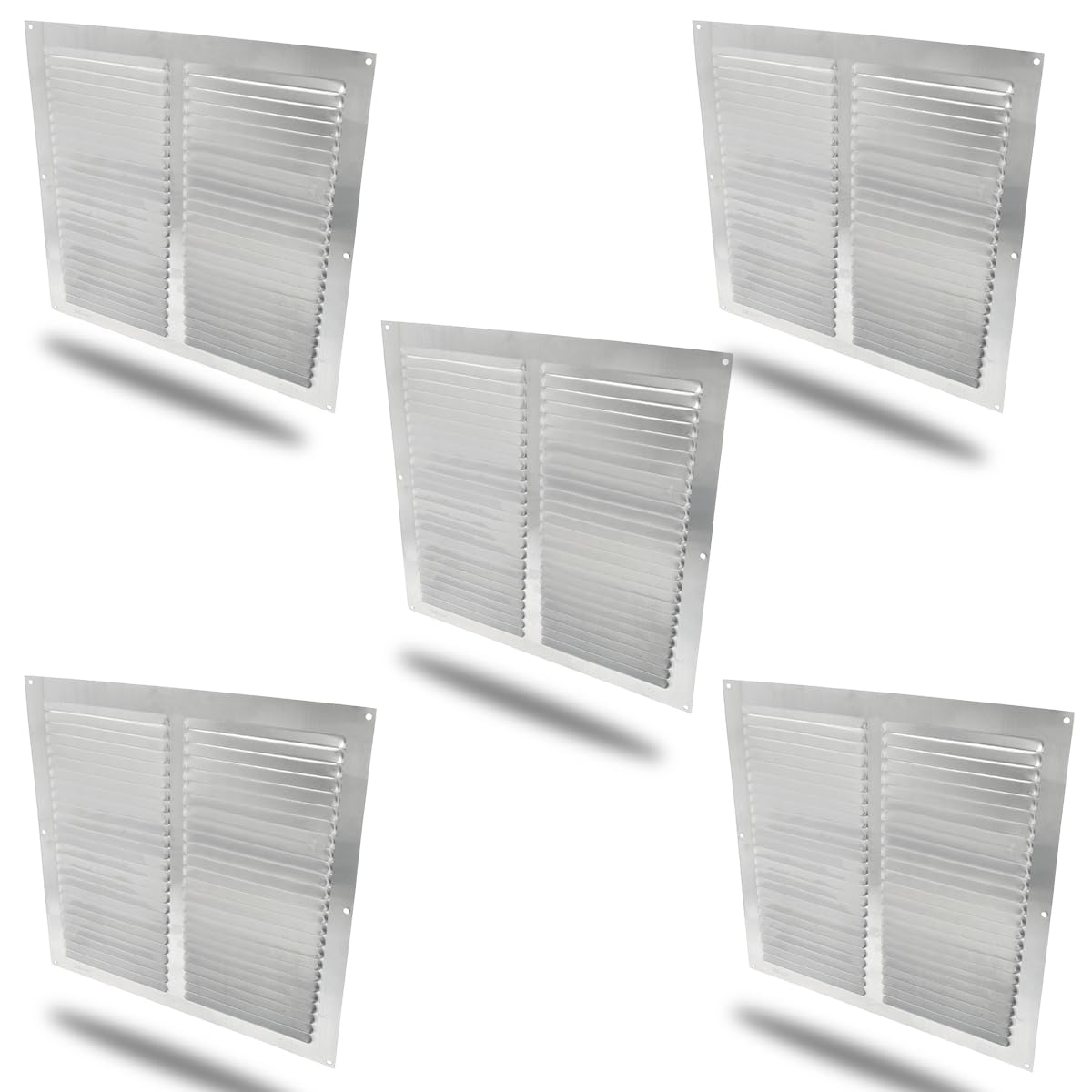 Amig - Set of 5 Square Aluminium Grille with Mosquito Net | Vents for Air Outlet | Ideal for Kitchen and Bathroom Ceiling | Dimensions: 300 x 300 mm | Colour: Silver