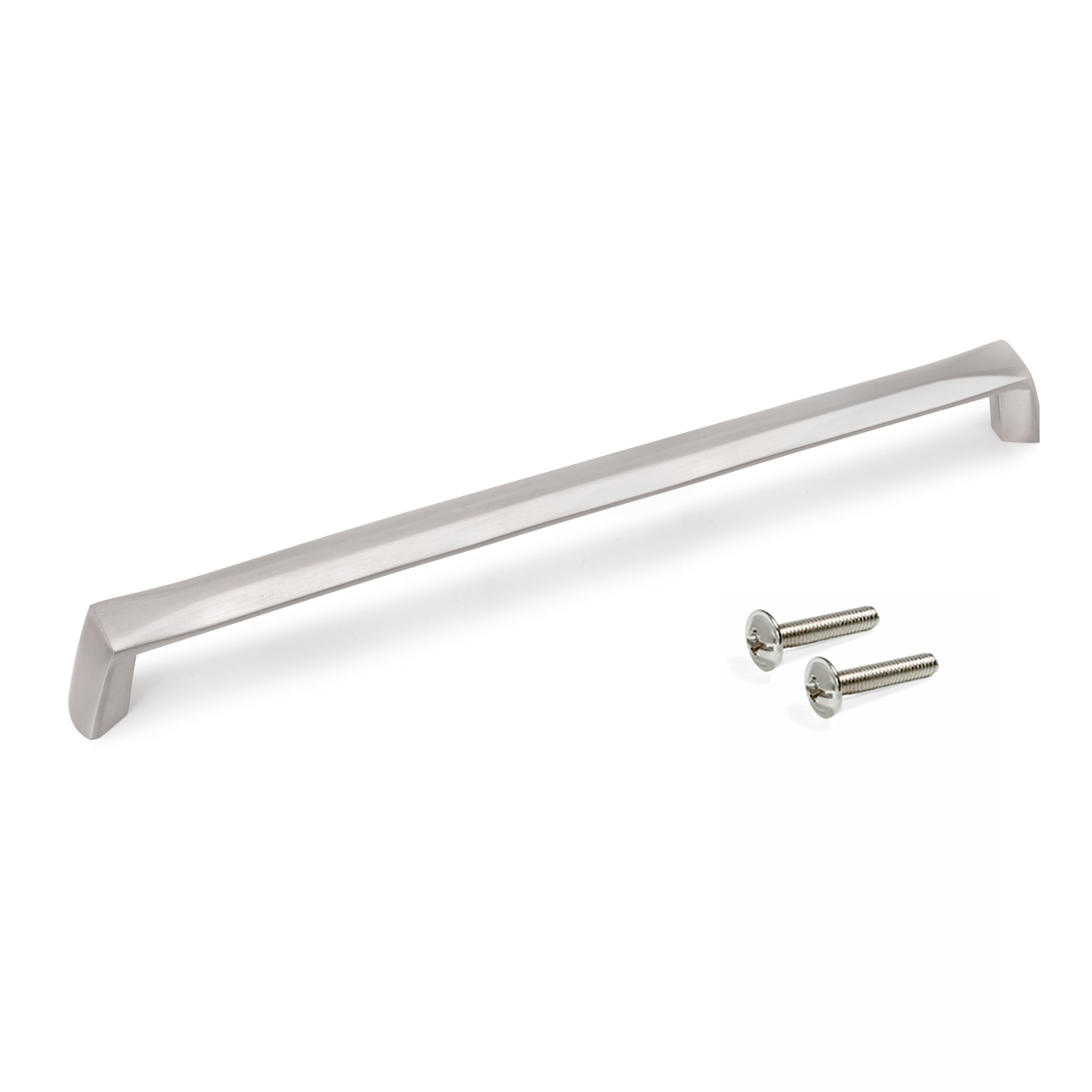 Emuca - Lot of 10 Furniture Handles, L206mm, 192mm Interaxis, Zamak, Satin Finished Nickel