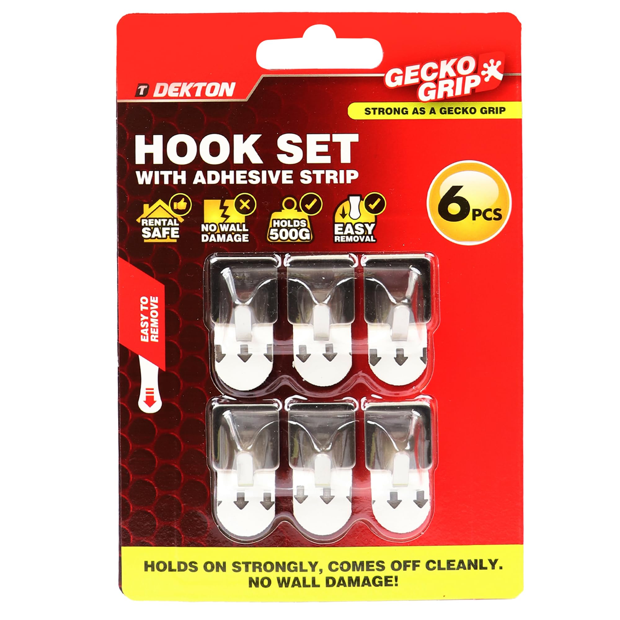 DEKTON Geckogrip Chrome Cable Hooks 6pc- Self-Adhesive Cable Management Clips| Tidy & Organize Wires| Strong Adhesive for Secure Hold| Ideal for Home, Office, and Workspace| Compact & Discreet White