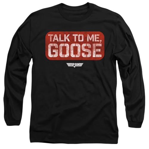 Top Gun Talk to Me Goose Stamp Unisex Adult Longsleeve T Shirt, Black, Medium