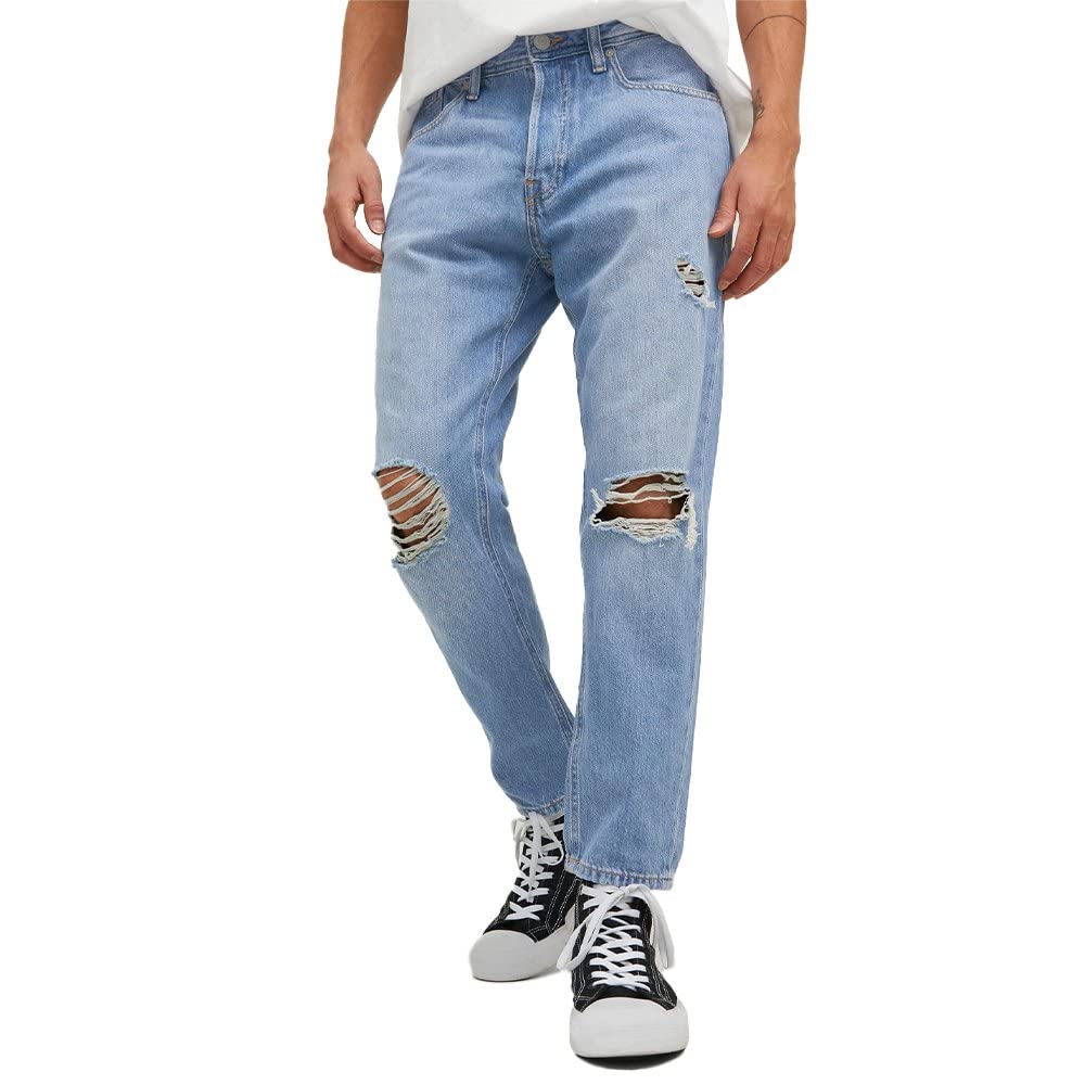Jack&Jones Men's JJIFRANK Jjoriginal Cropped MF 156 NOOS Trousers, Blue Denim, 31/34
