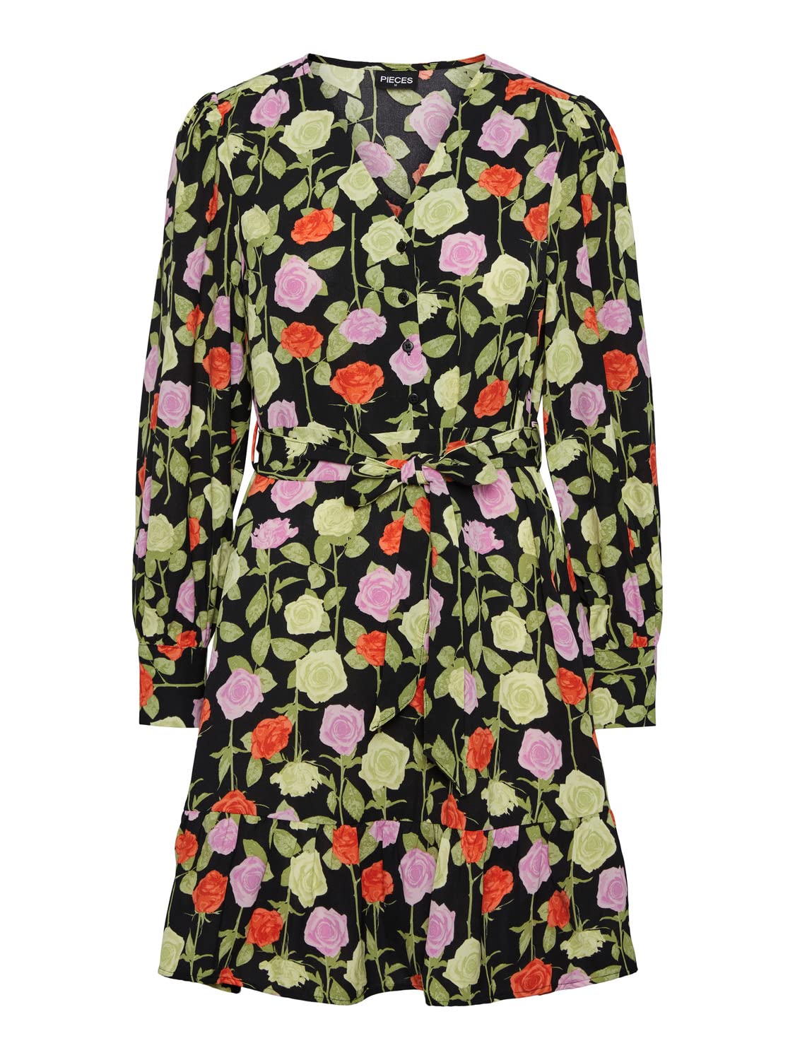 PIECES Women's Pcblossom LS Short Dress, Purple/AOP: Flower, S