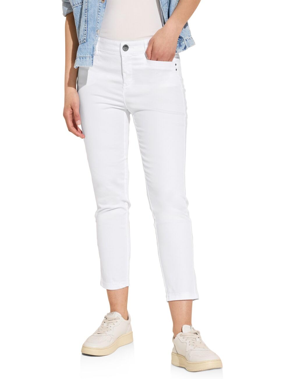 Street One Women's A377207 7/8 Satin Pants, White, 46W x 26L