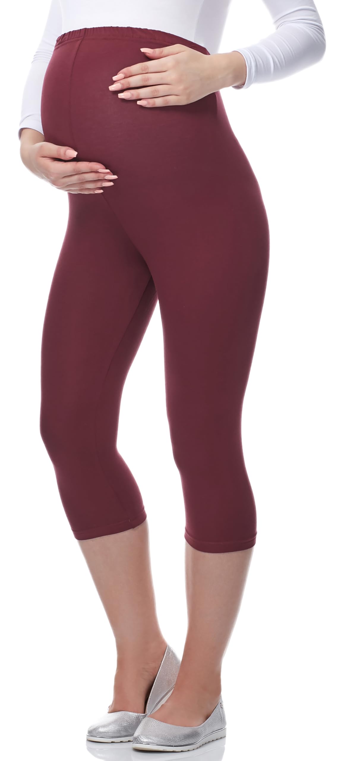 Be Mammy Women's Maternity 3/4 Leggings 03(Claret, XXL)