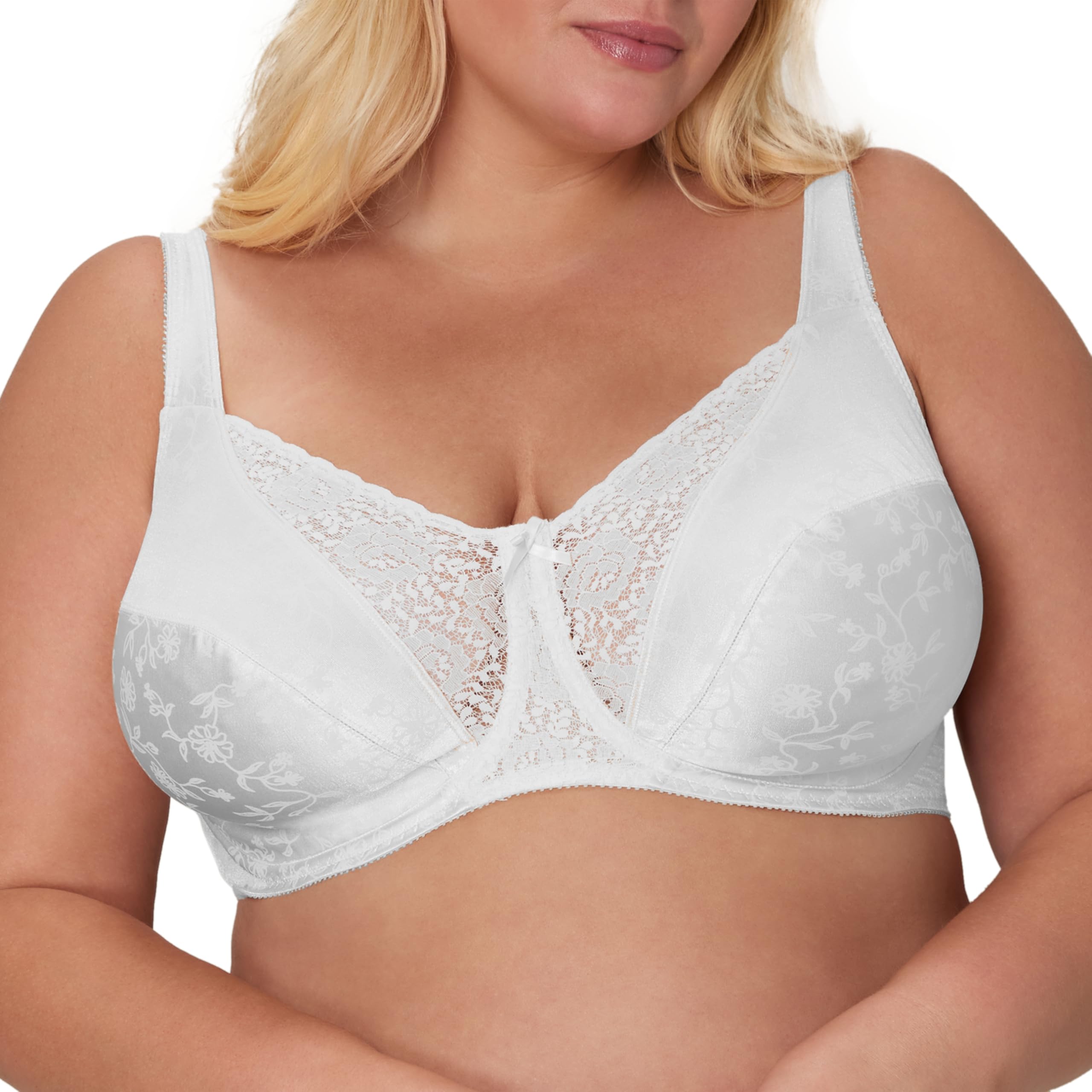 Playtex Women's Secrets Signature Floral Underwire Bra, White, 44 C