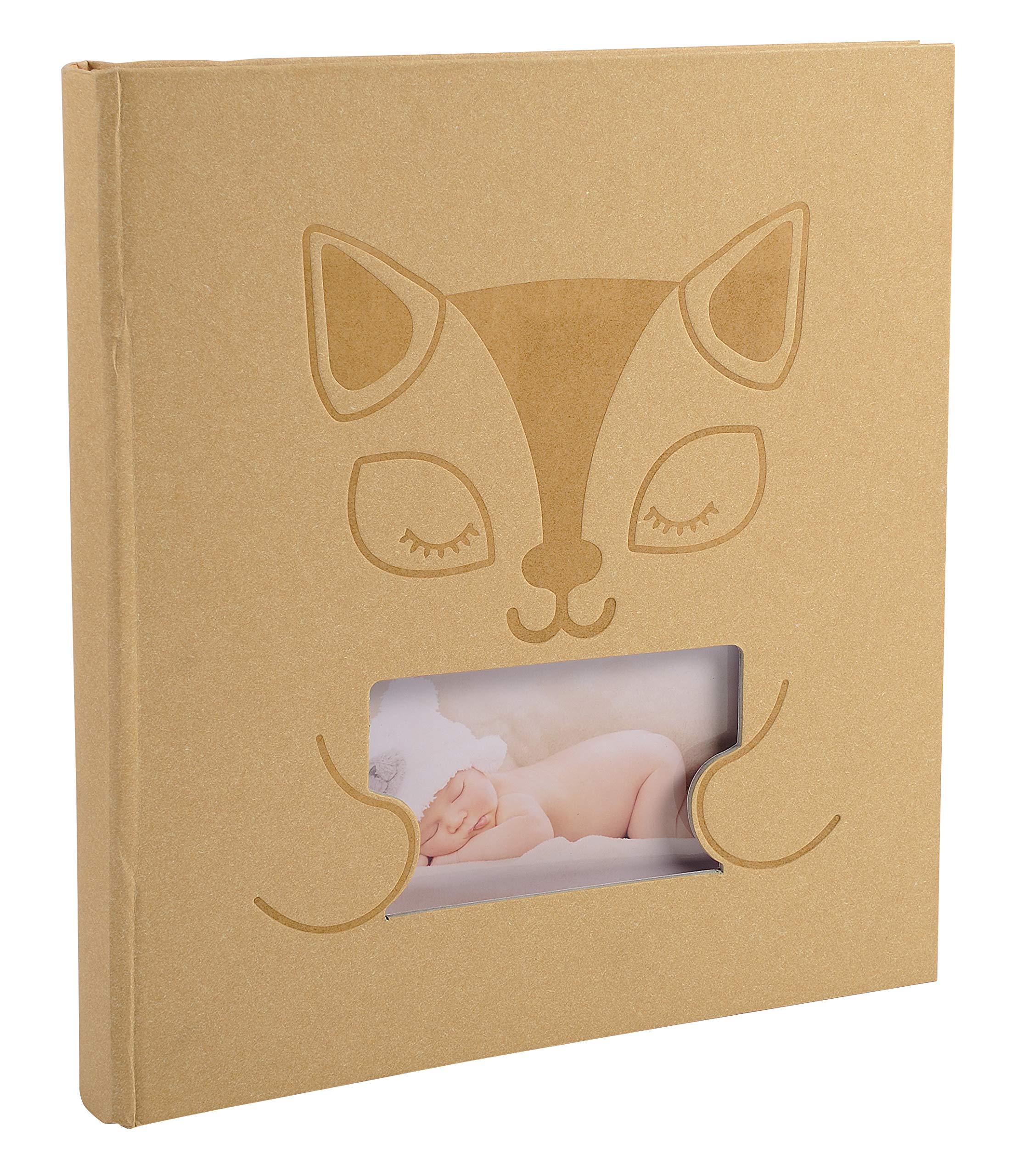 Exacompta - Ref 16562E - Zephire Cat Baby Large Photo Album - 290 x 320mm in Size, 30 White Pages, Holds Up To Approx. 300 Photos - Beige Windowed Cover