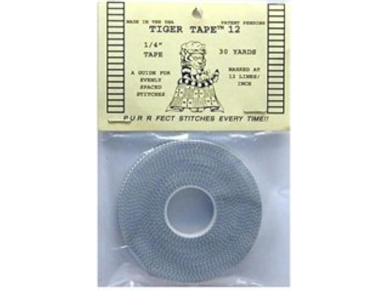 Tiger Tape 1/4-12" Lined Stitching Tape, 30 yards, White