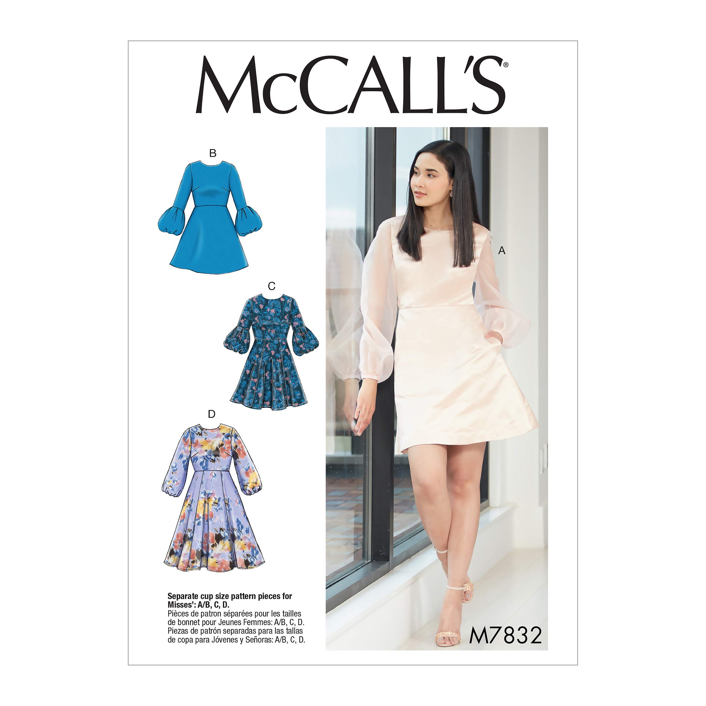McCall's Patterns McCall's M7832A5 Women's Puff and Bell Sleeve Dress Sewing Patterns, Sizes 6-14
