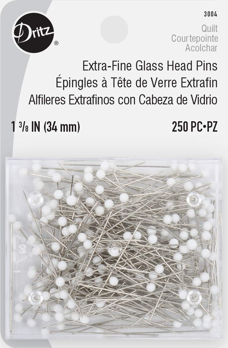Dritz 3004 Various Quilting Extra Fine Glass Head Pins-Size 22 250/Pkg