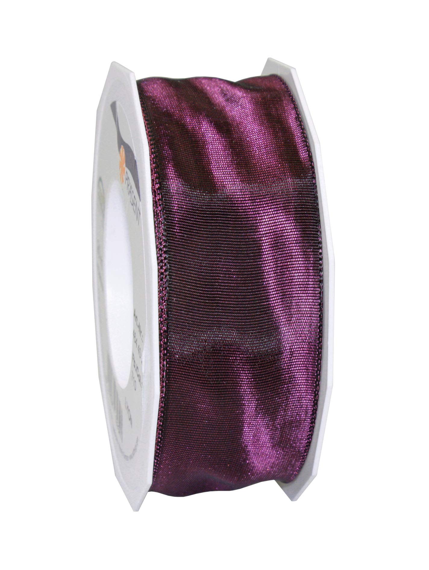 Präsent - Lyon Wired Taffeta Ribbon Dark Purple 40 mm Width, 25 m Length