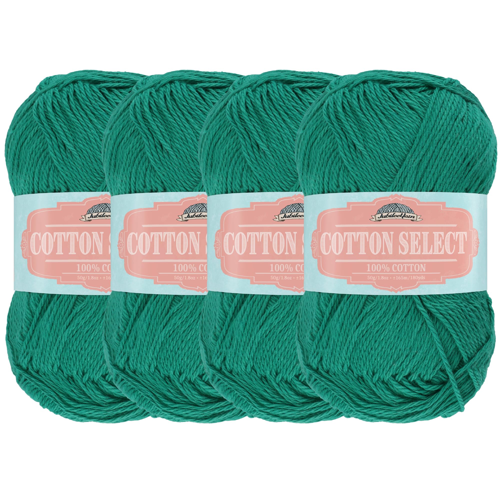 JubileeYarn Cotton Select Yarn - Sport Weight - 50g/Skein - Sea Green - 4 Skeins
