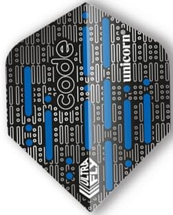 Unicorn UltraFly Dart Flights | Code Blue Design | Ultra Durable 100 Micron Polyester PET | Standard Plus Shape