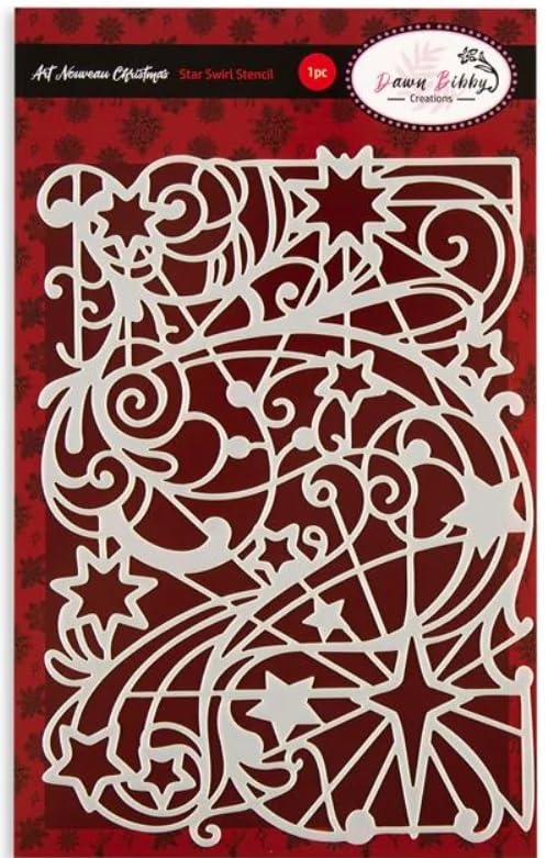 Dawn Bibby Creations Art Nouveau. Star Swirl Stencil, White