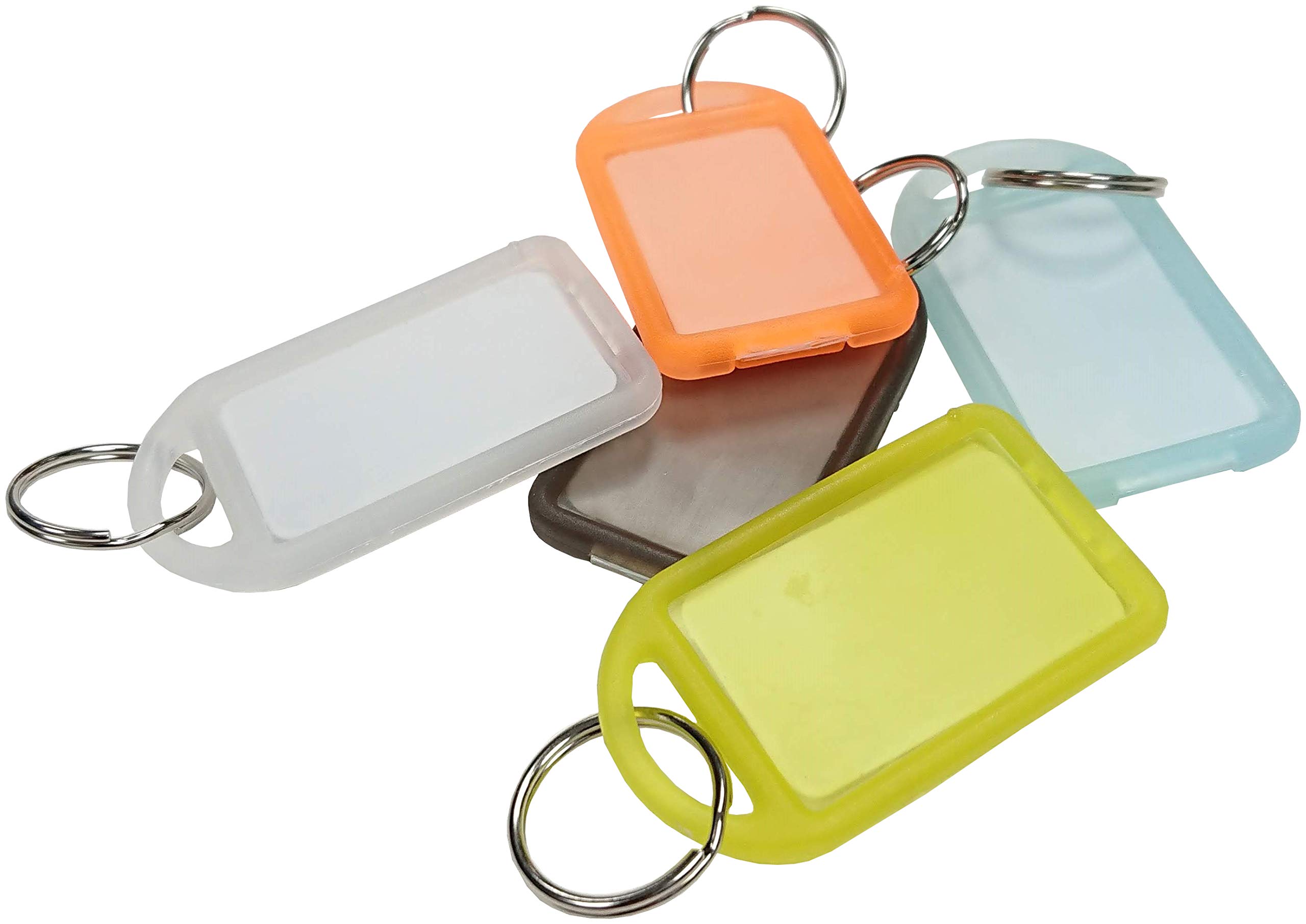 Merriway BH01850 (12 Pcs) Assortment of 5 Key Ring Luggage Tags with Labels, 54 x 30mm (2 inch x 1.1/4 inch) - Pack of 12 Pieces