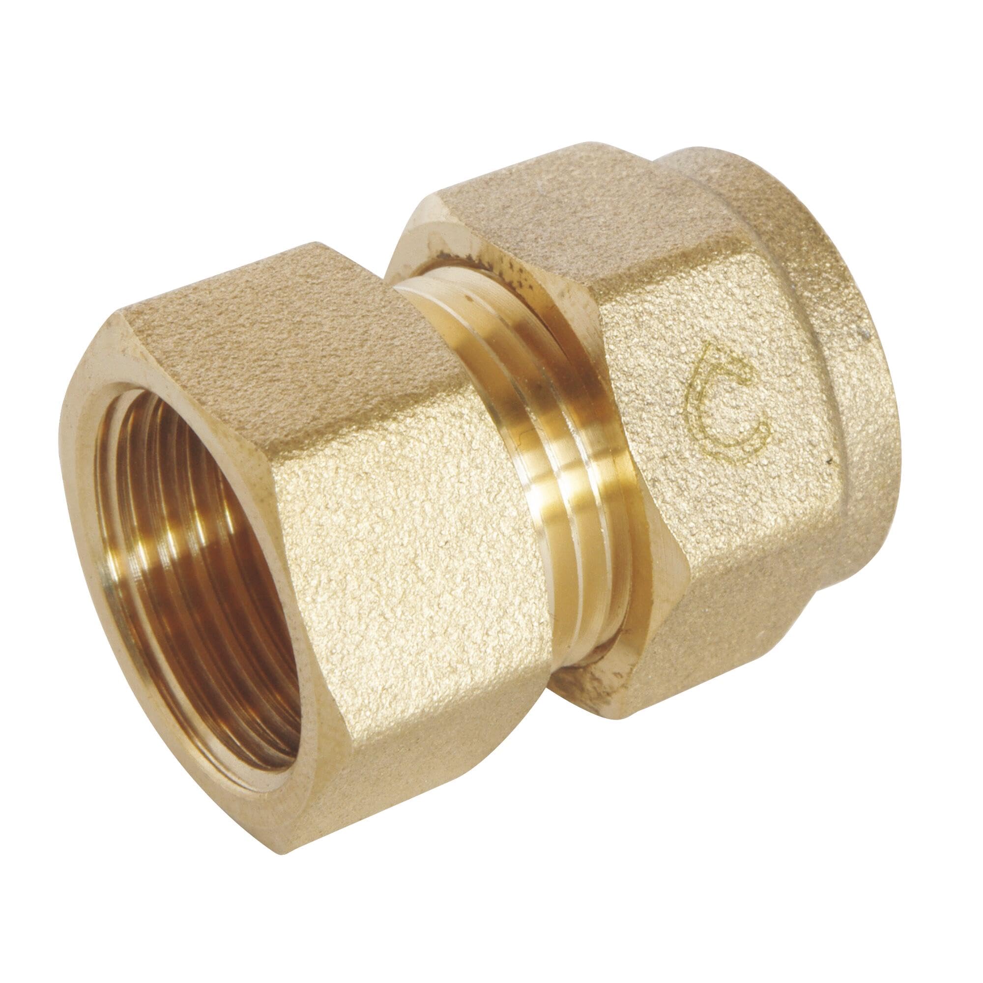 SOMATHERM for You, 12/17 Female Compression Fitting for Ø12 PER Tube - Quick and Reliable Installation - ACS Standard - Max Pressure 10 bar - Temperature from 5°C to 90°C - Yellow