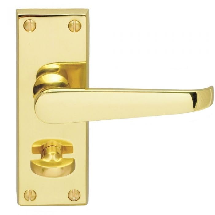 Carlisle Brass Victorian Flat Lever on Face-Fix Backplate - Privacy in Brass