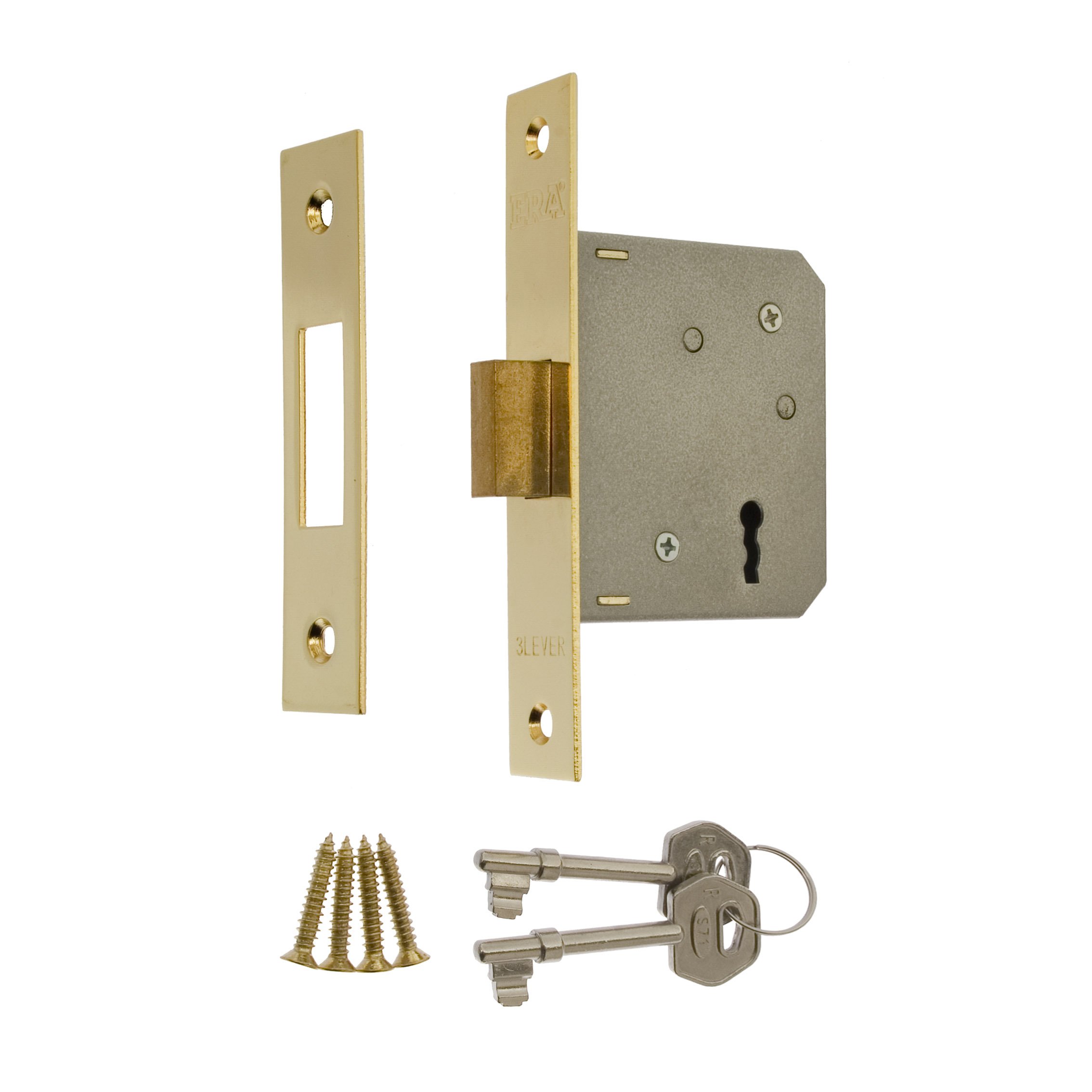 Era 472-31 2.5-inch/ 64mm 3 Lever Deadlock - Brass Effect, Gold