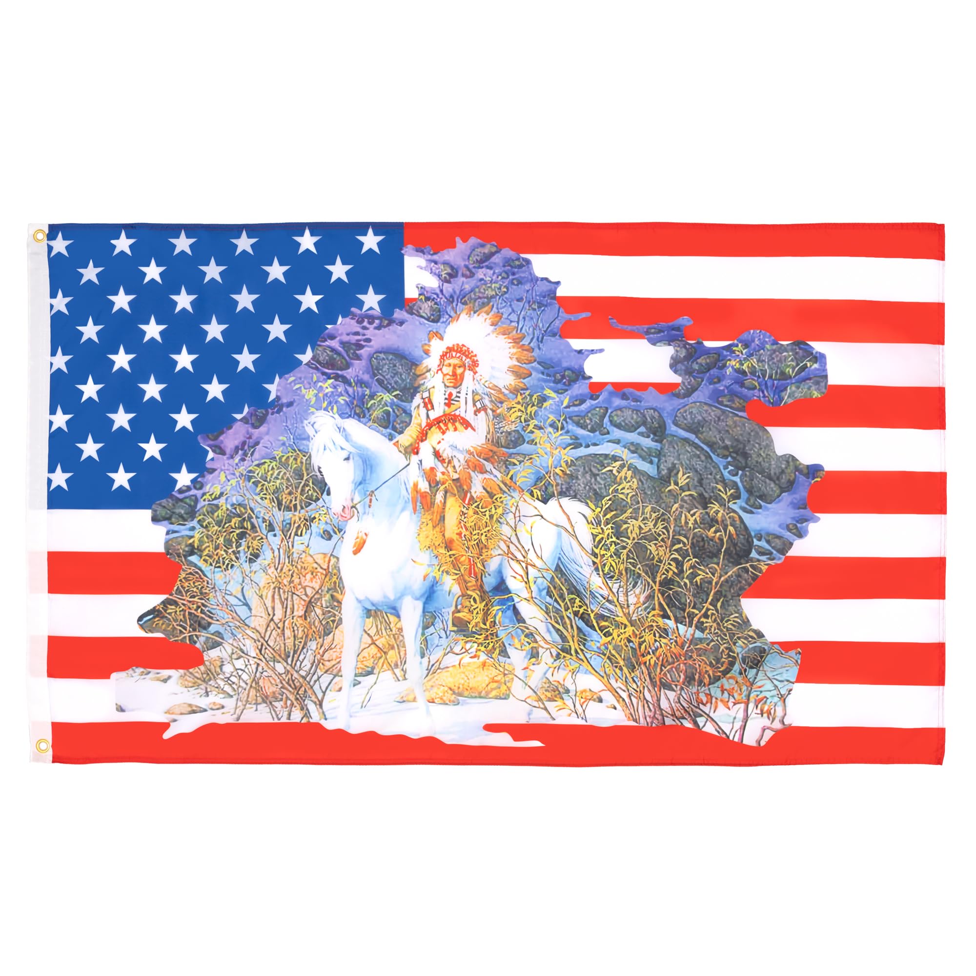 AZ FLAG - Usa Indian Chief Flag - 3x5 Ft - 100D Polyester American Indian Chief - Usa Banner with Two Metal Grommets - Fade Resistant - Vivid Colors - 3' x 5' Feet - 150x90 Cm