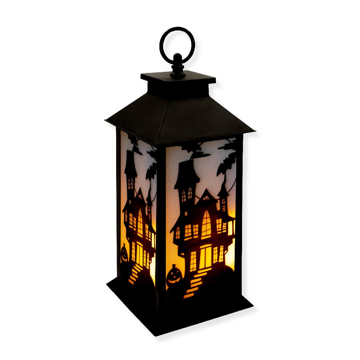 Global Gizmos 46289 LED Halloween Lantern/Flickering Candle Lantern Effect / 6 Hour Timer/Convenient Hanging Hook/Battery Powered