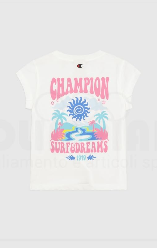 Champion Girl's Legacy Girl - Graphic Crewneck T-Shirt, White (WW001), XS