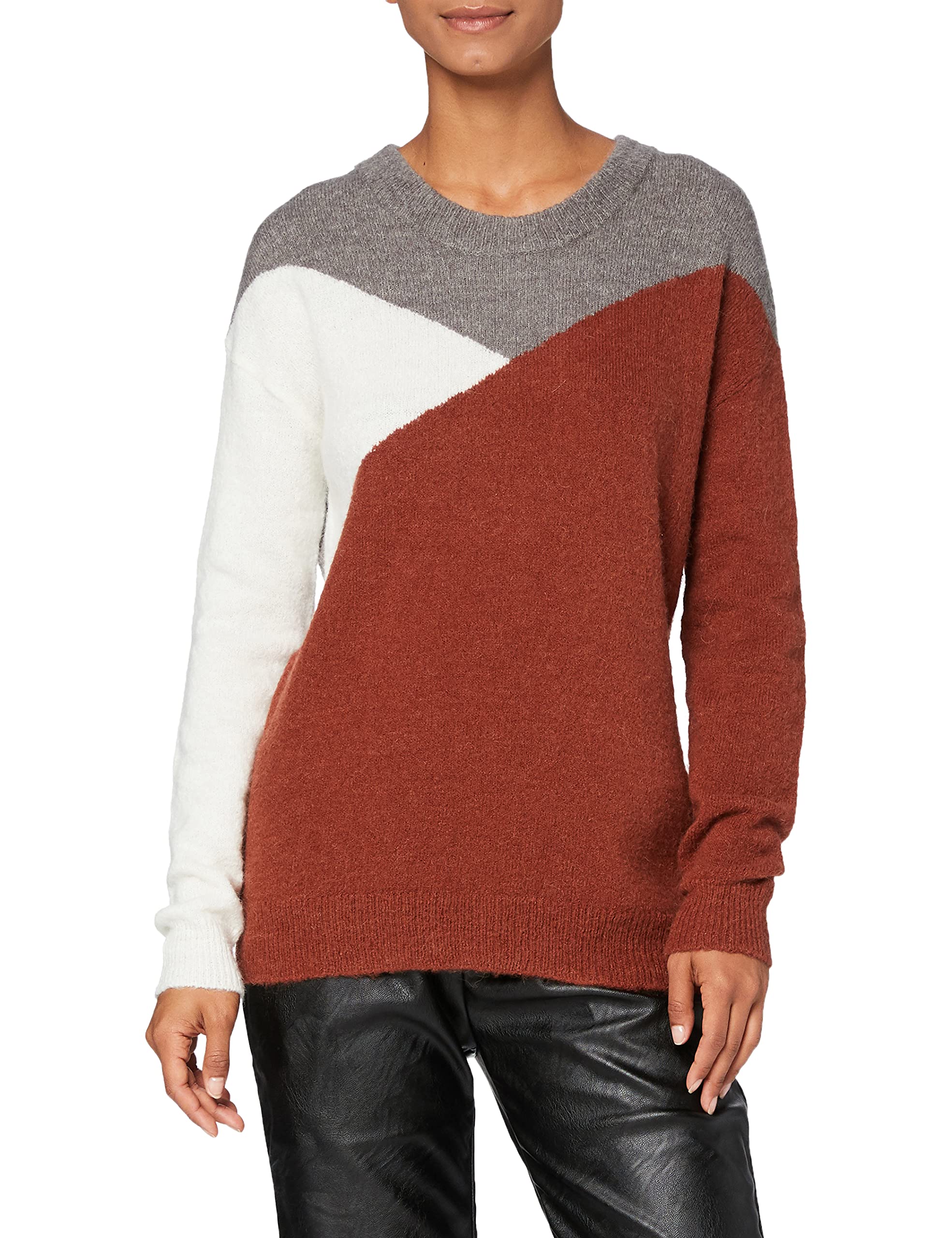 SPARKZ COPENHAGEN Women's AIMA Block Knit Jumper, Off-White (Off White 002), 8 (Size:S)