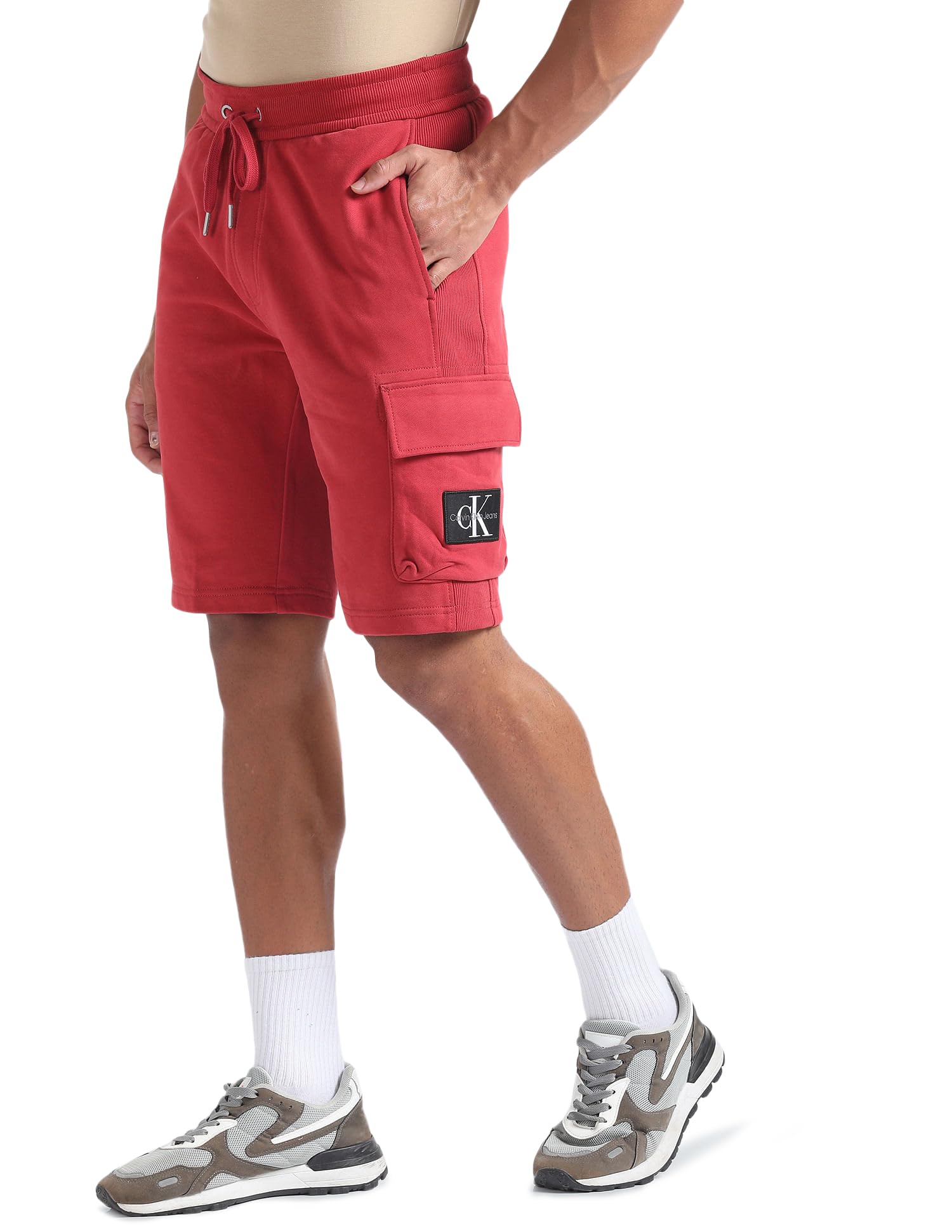 Calvin Klein Jeans Men's MONOLOGO Badge Short Shorts, Garnet, XXS