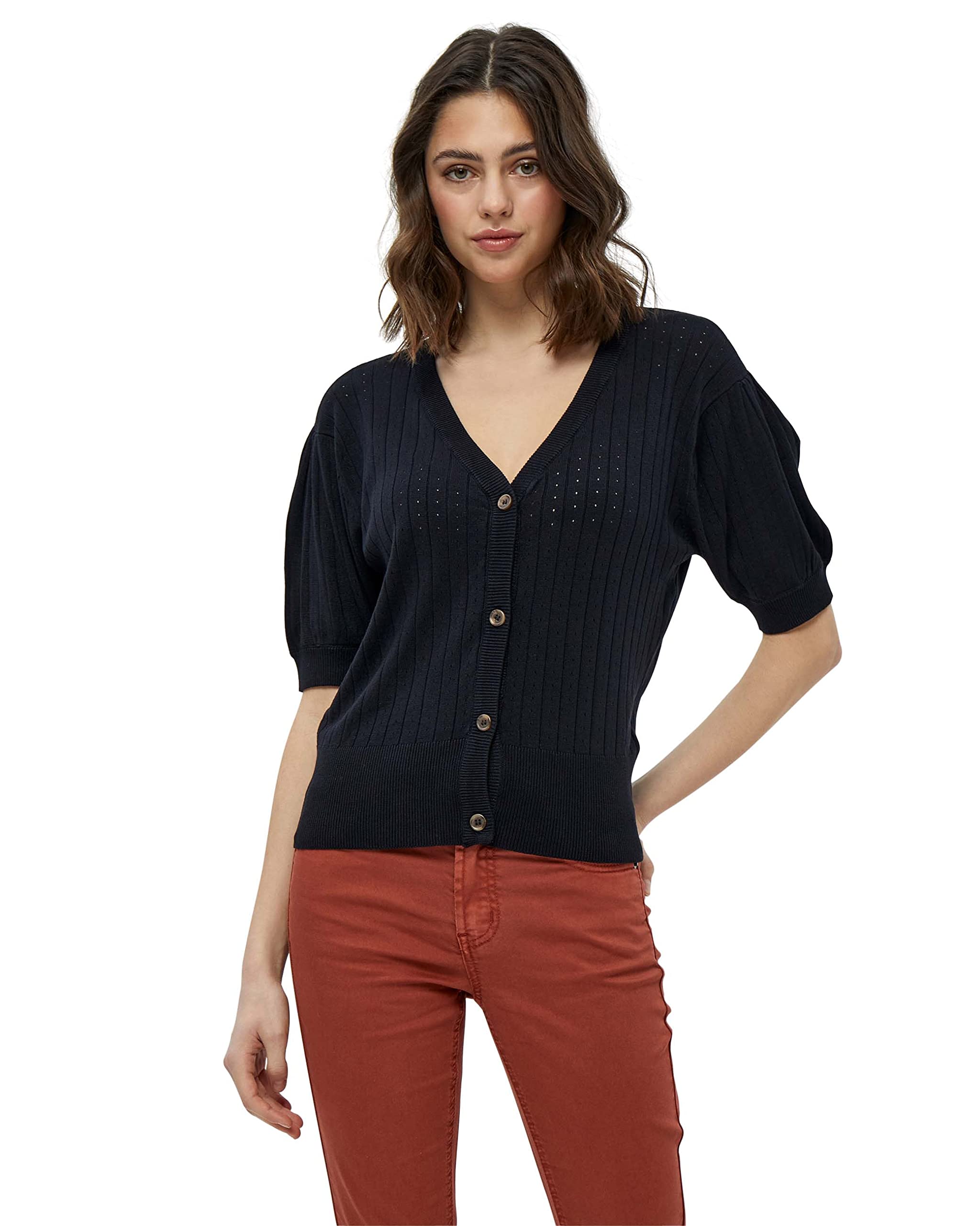 Desires Women's Geisha Rib Holepattern Cardigan 9000 Black S