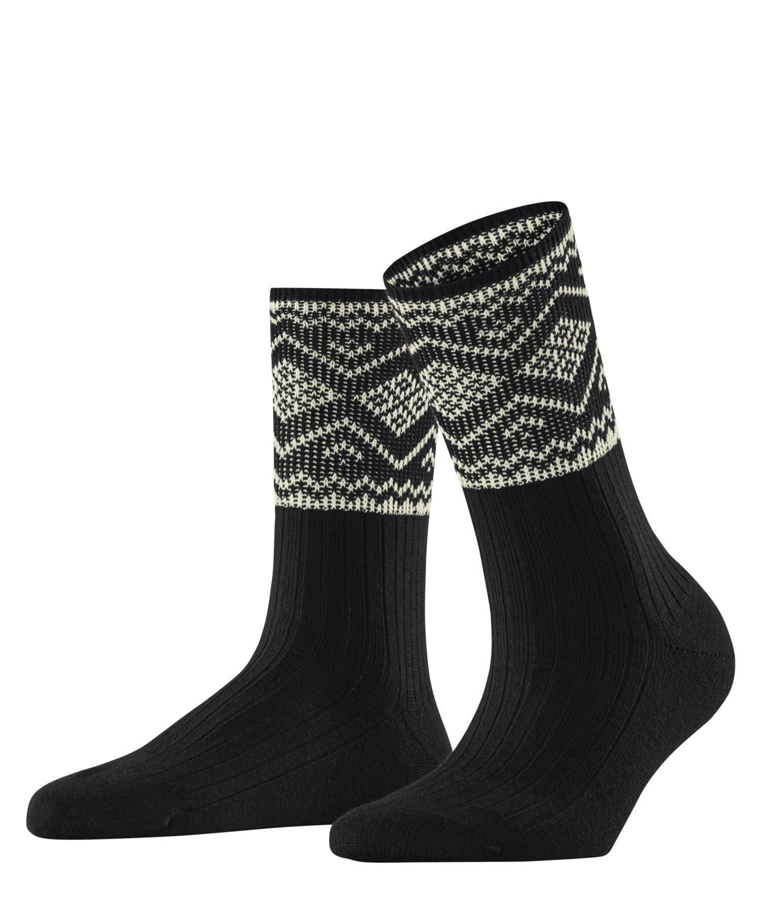 ESPRIT Women's Selbu Shimmer W So Cotton Patterned 1 Pair Socks, Black 3000, 2.5-5
