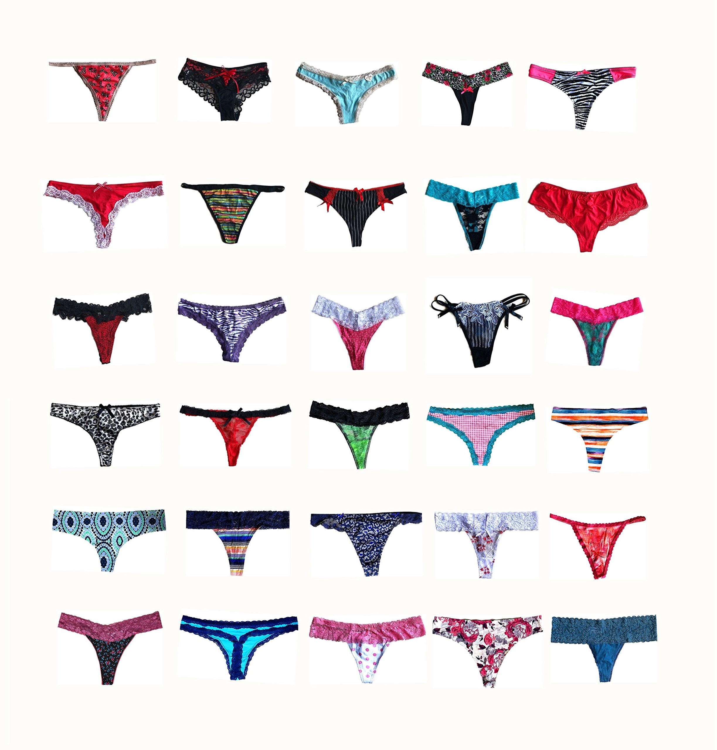 Morvia Varieties of Women Thong Pack Lacy Tanga G-string Bikini Underwear Panties, 10 Pcs, Medium