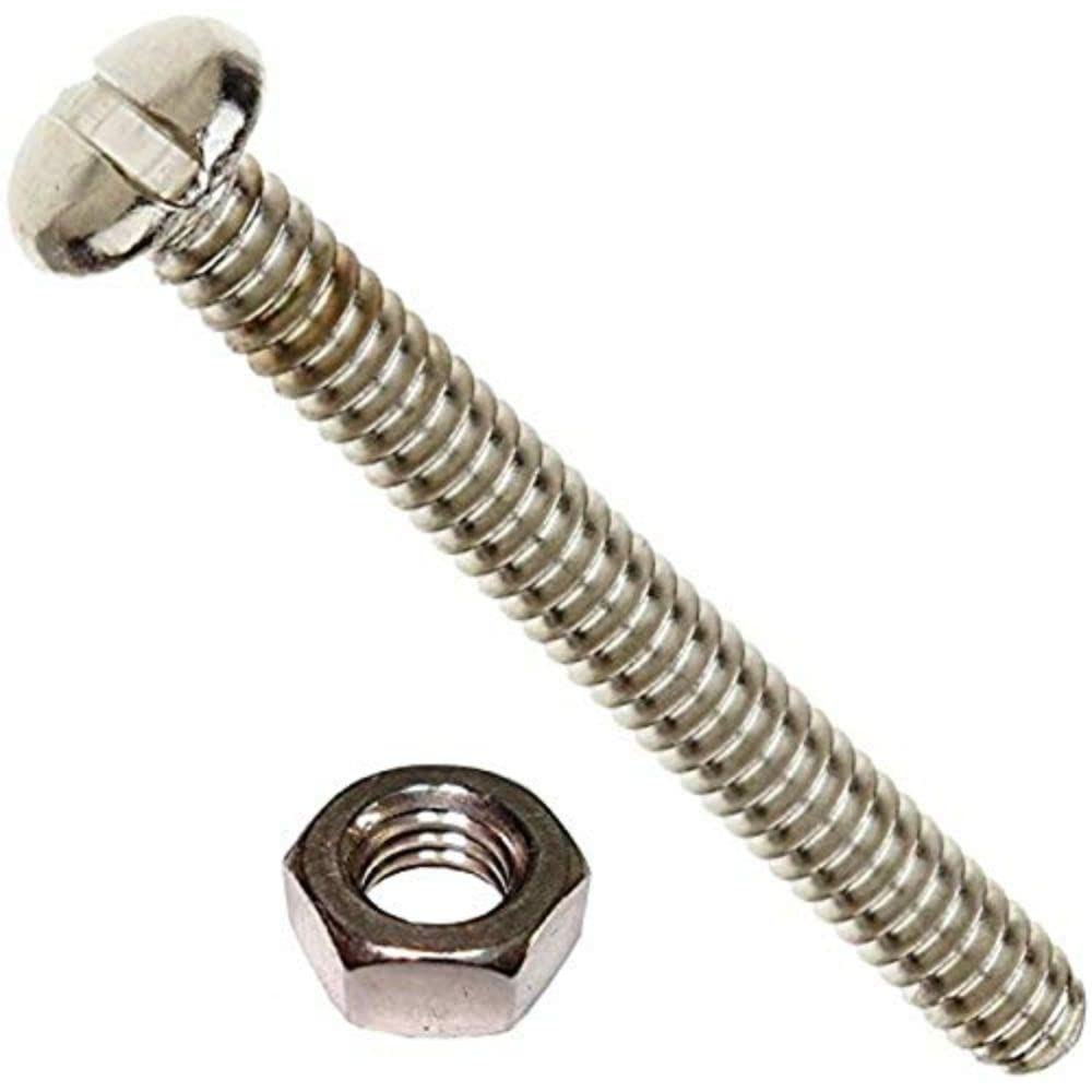 Merriway BH03619 (10 Pcs) Slotted Pan Head Machine Screws with Nuts, M8 x 40 mm (5/16 Inch x 1.1/2 Inch), Bright Zinc Plated - Pack of 10 Pieces