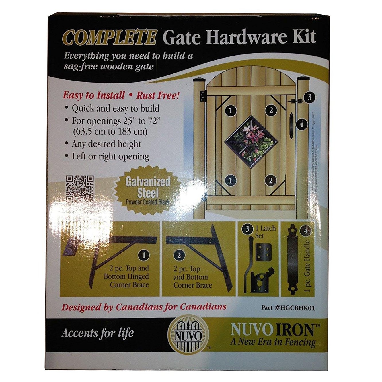 NUVO IRON Complete GATE Hardware KIT Heavy Duty HGCBHK01 for 25 to 72 Openings by Nuvo Iron