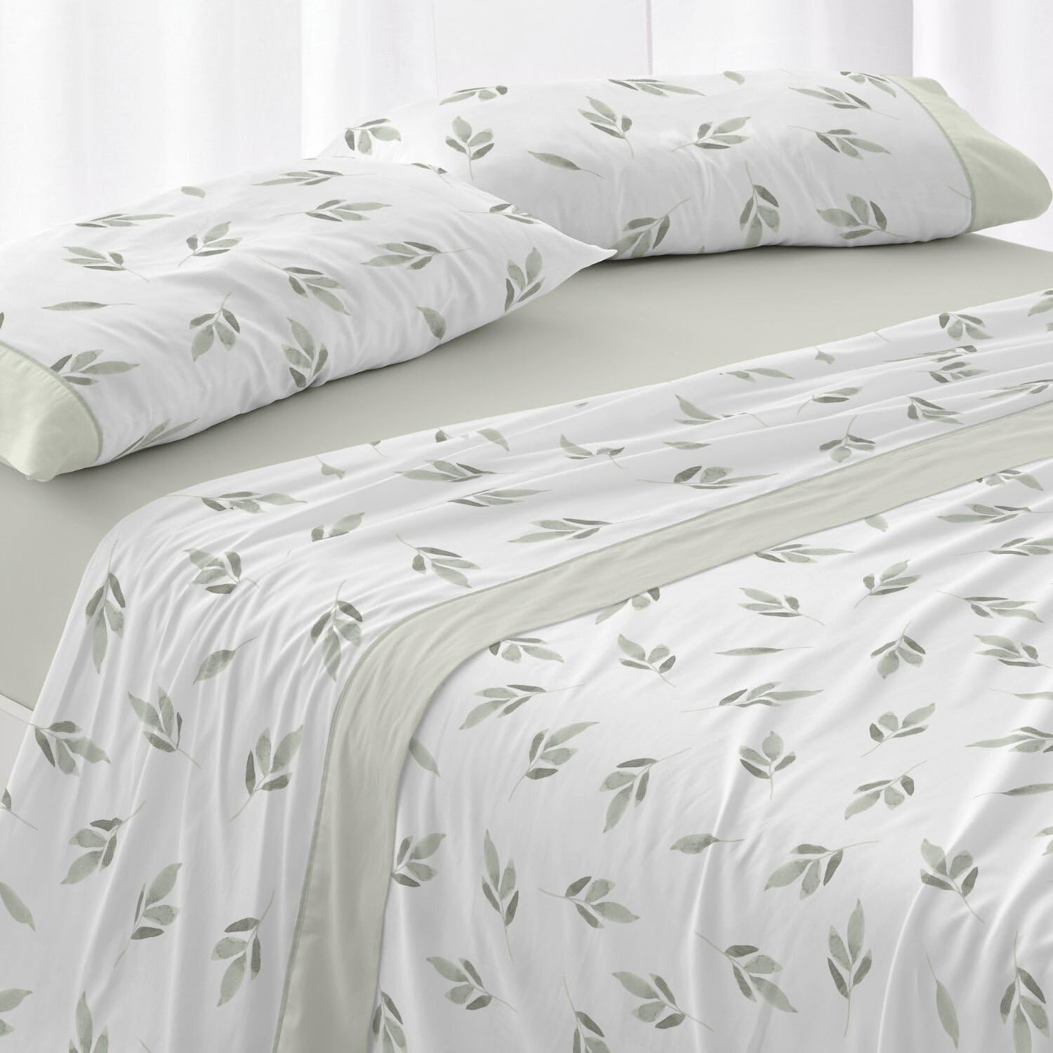 Burrito Blanco | Bed Sheet Set | Bed 105 cm (+ Sizes Available) | Polyester 50% Cotton 50% | Design 532 | Green Color (105x190/200 cm)