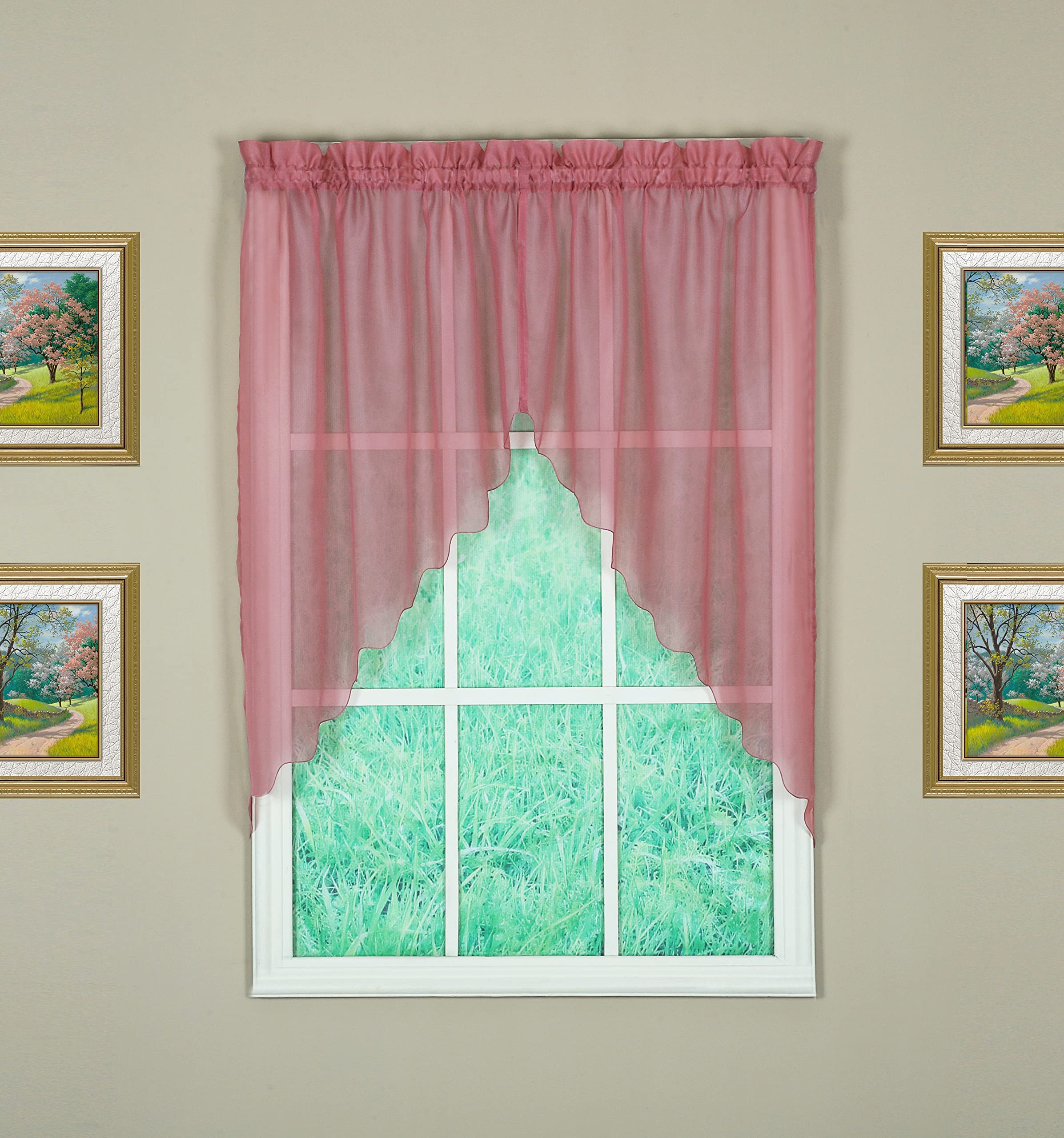 Today's Curtain Emelia Original Voile Swag Pair 38", Mauve, 60" W x 38" L