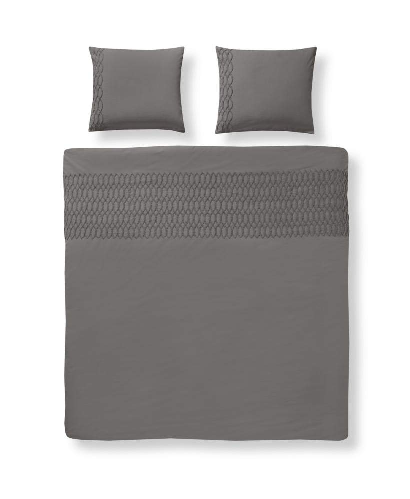 Papillon Percale Bed Linen Set, Grey, 200 x 200/220 + 60 x 70 cm