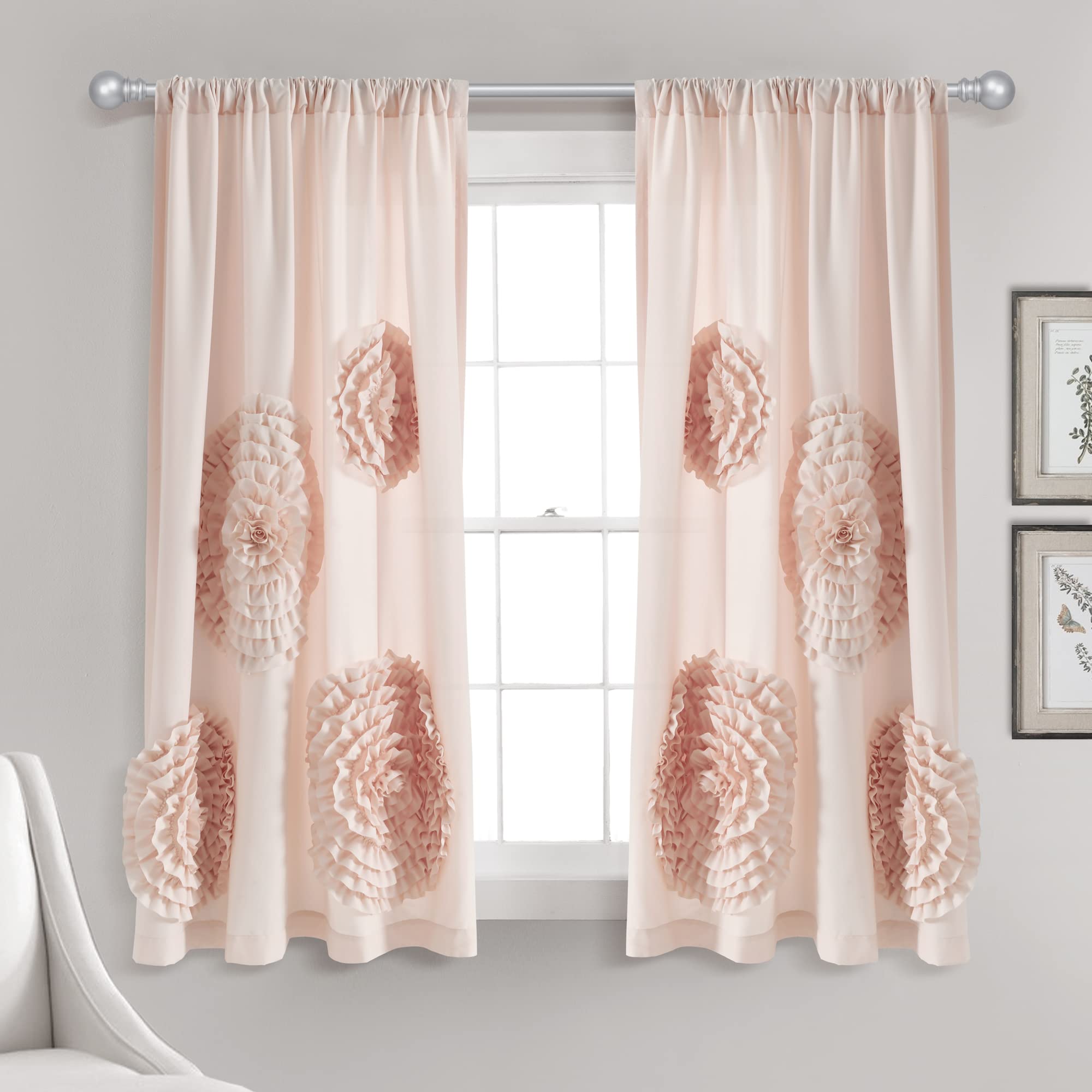 Lush Decor Serena Window Curtain Panel (Single Panel), 63" L x 54" W, Blush