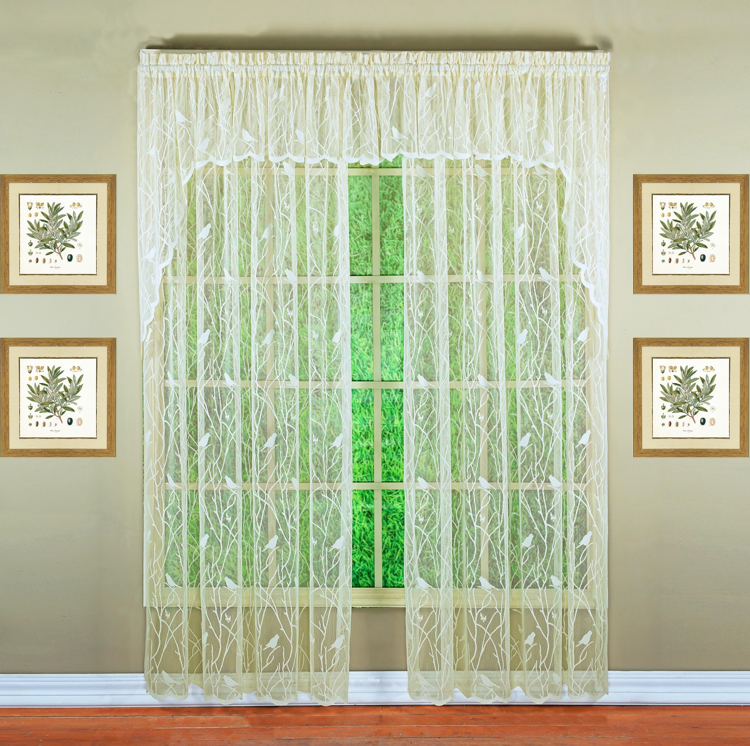 Today's Curtain, Songbird Semi-Sheer Lace Panel 84", Ivory, 56" W x 84" L