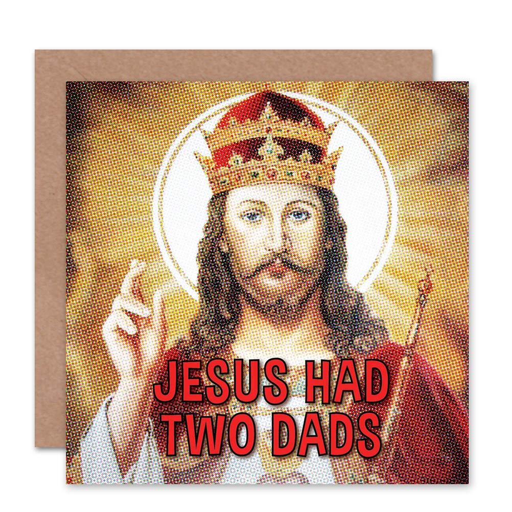 Wee Blue Coo CARD CHRISTMAS XMAS MERRY JESUS TWO DADS FUN PRESENT GIFT