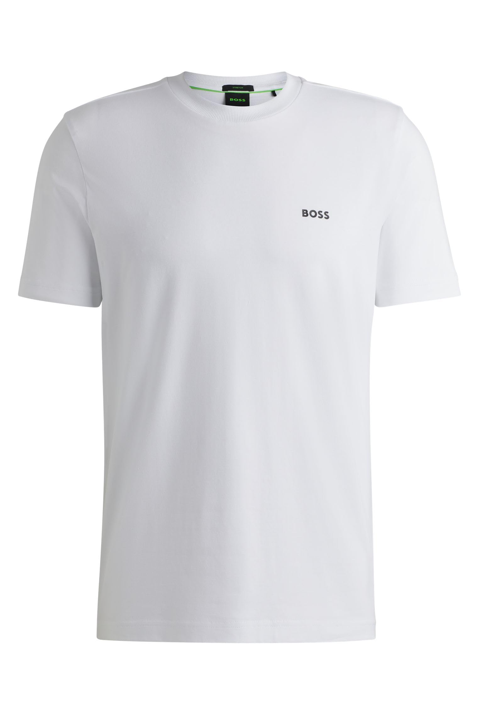 BOSS Mens Tee Stretch-Cotton Regular-fit T-Shirt with Contrast Logo