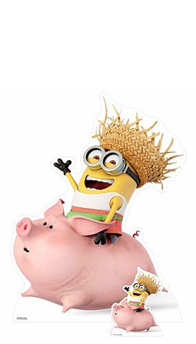 STAR CUTOUTS DESPICABLE ME Dave Minion "Riding A Pig Life" Size Cardboard Cut Out,Multi-Colour,130 x 100 x 130 cm