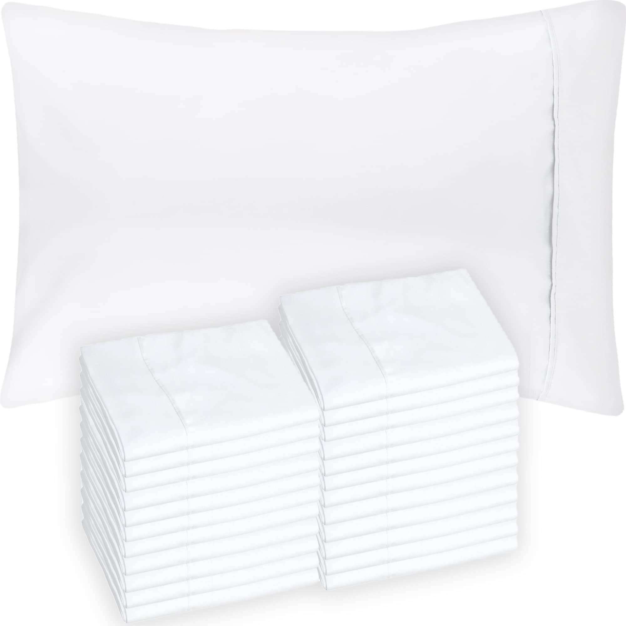 Glarea Microfiber Pillow Cases, White, Standard Queen (Bulk Pack of 24)