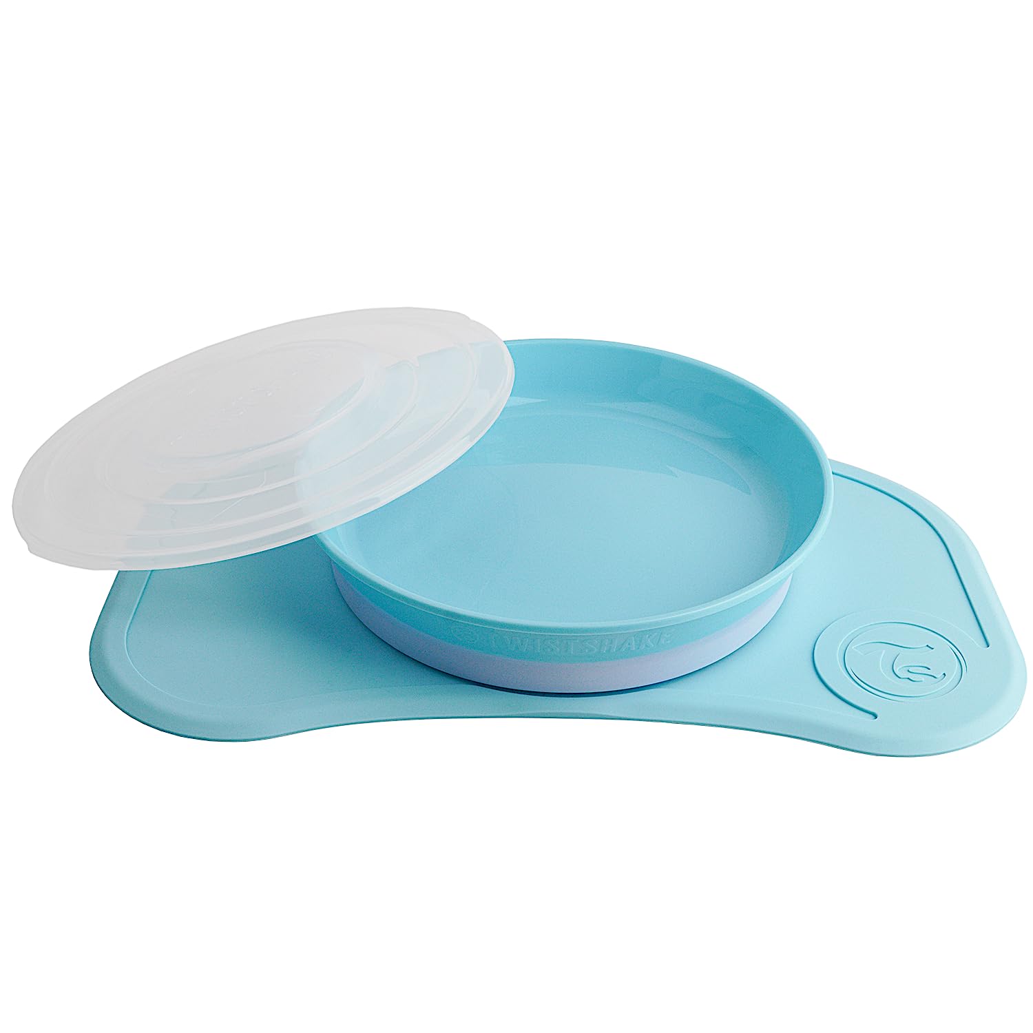 Twistshake Baby Tableware Set Mini | Baby Suction Plate + Baby Placemat (31x17) | BPA-Free Baby Weaning Plate and Placemat | Pastel Blue