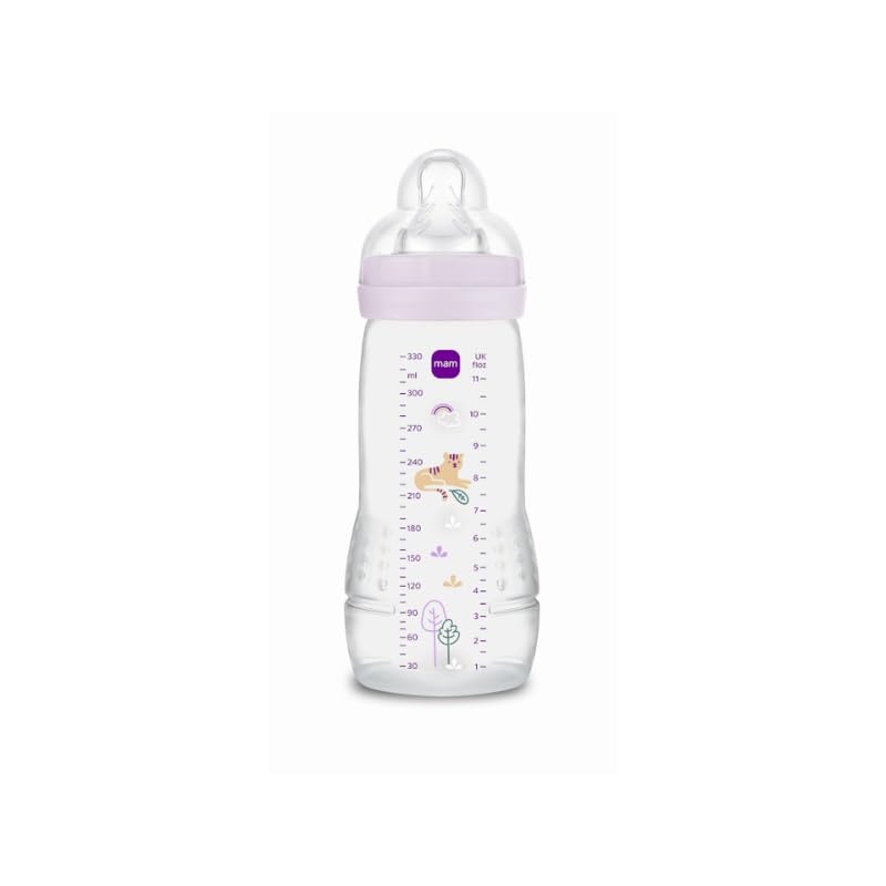 MAM | Easy Active 6+ Month Baby Bottle Lilac (330 ml) – Bottle with Silicone Teat Ultra-Fast X-Speed – Baby Bottle with Airtight Seal