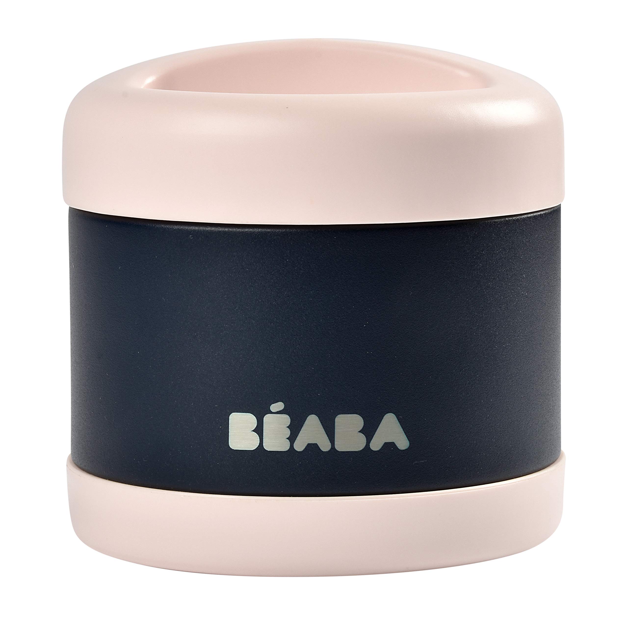 Beaba Stainless Steel Insulated Food Jar 10 oz, Kids insulated, Lunch Containers, Leakproof, Wide Opening, Suitable for Hot and Cold Foods (Midnight)