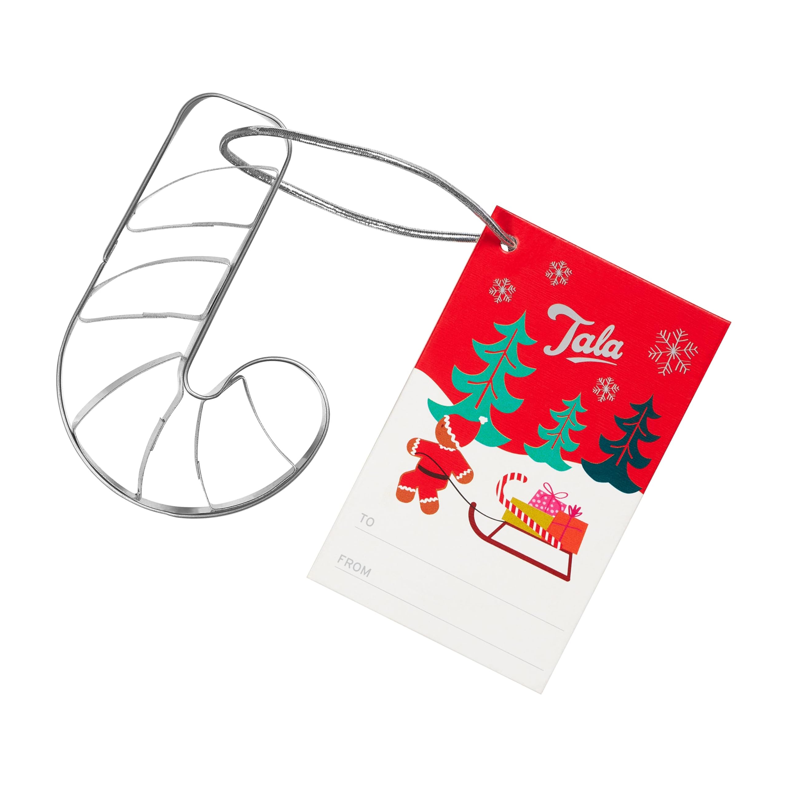 Tala Christmas Candy Cane Cutter, Detailed Biscuit Cutter for Baking and Perfect for Fondant and Dough, Stainless Steel Cutter, Metalic