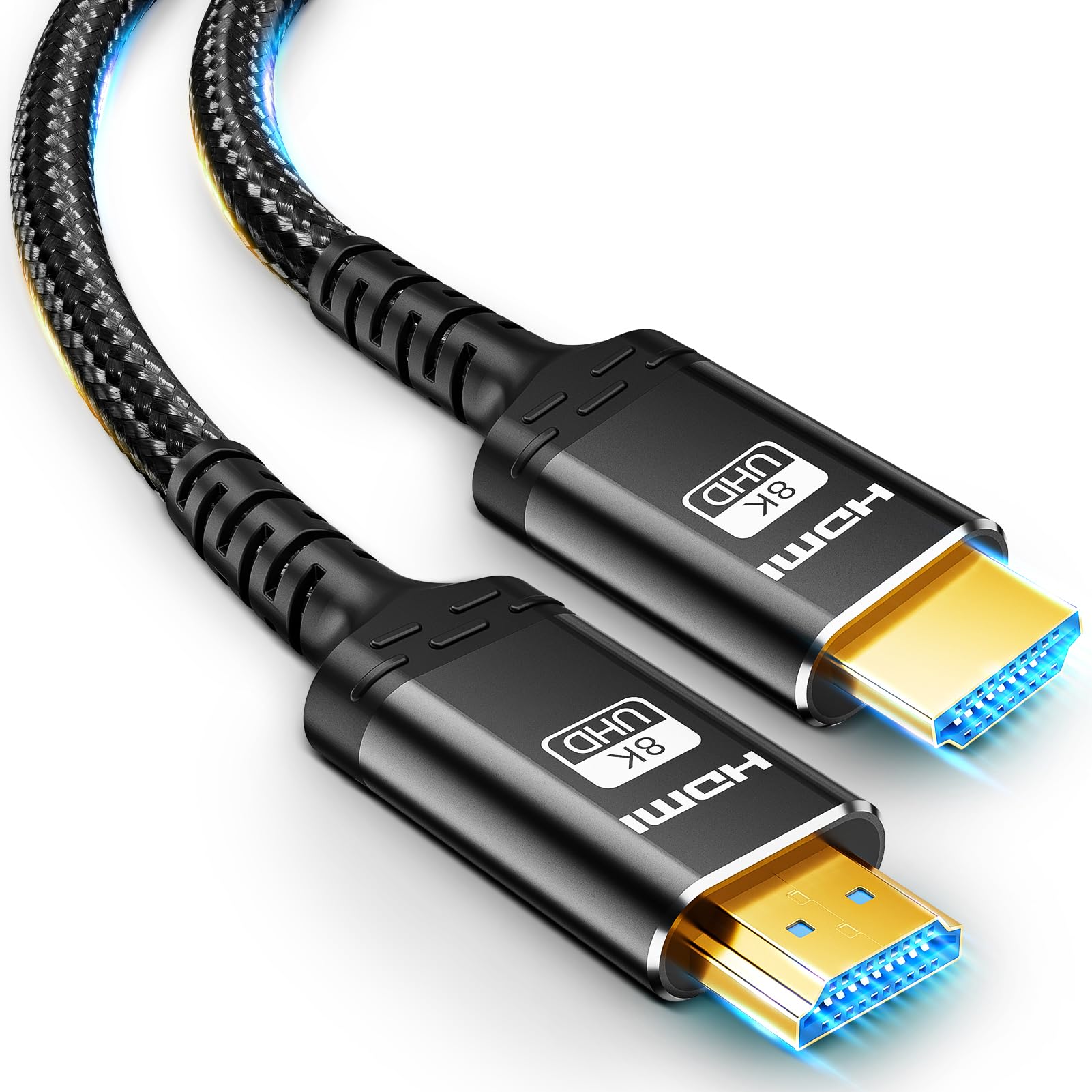 Akake 1M Black Braided HDMI Cable, 48Gbps, 4K@120Hz/8K@60Hz, HDR, Compatible with Any Device with HDMI Port