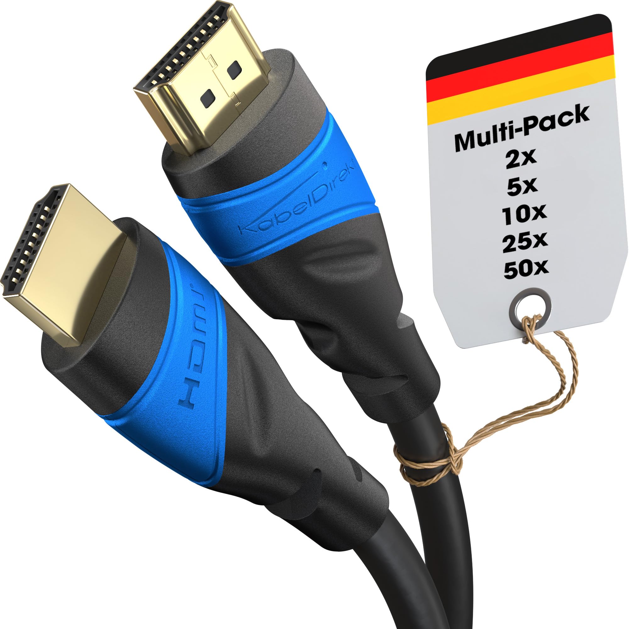 KabelDirekt – 8K / 4K HDMI Cable – 2x 1,9m & More HDMI Cables (0.15m–22.5m) – German-Engineered HDMI Lead – Supports 10K/8K@60Hz/4K@120Hz – HDMI Cable for HDTV, PC, PS5, Xbox, Switch